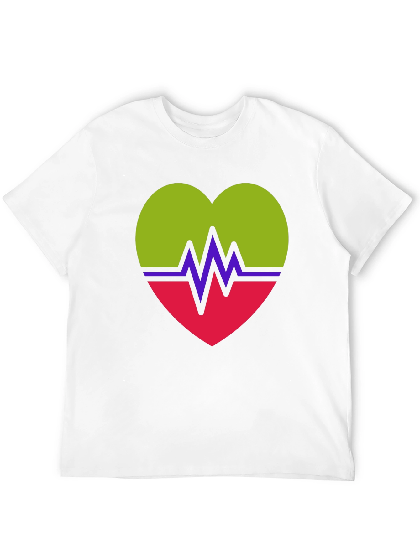 Heartbeat Heart Graphic Tee - Casual Crew Neck T-Shirt