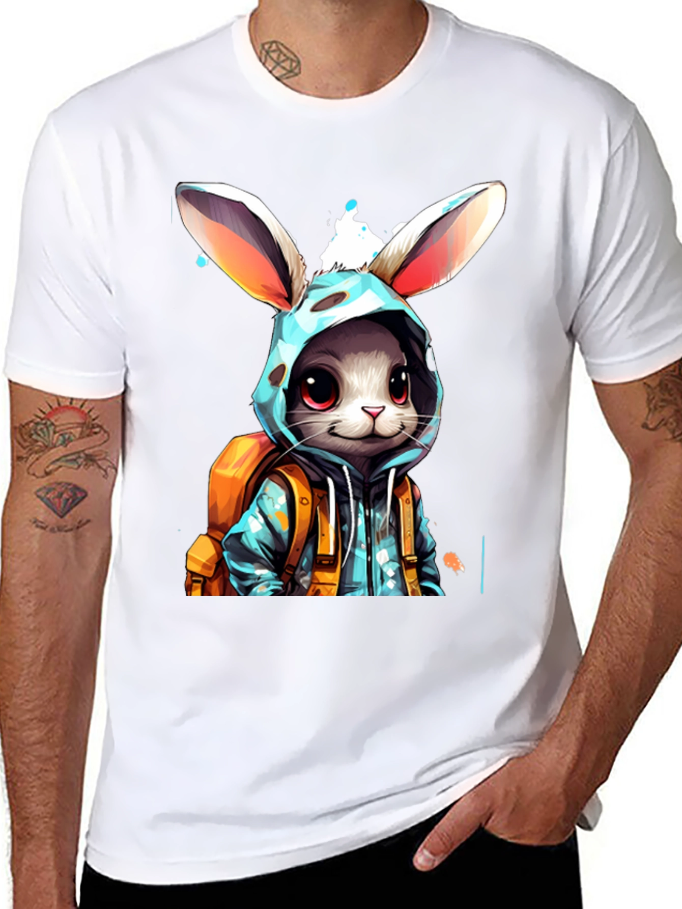 Bunny Backpack Black T-Shirt