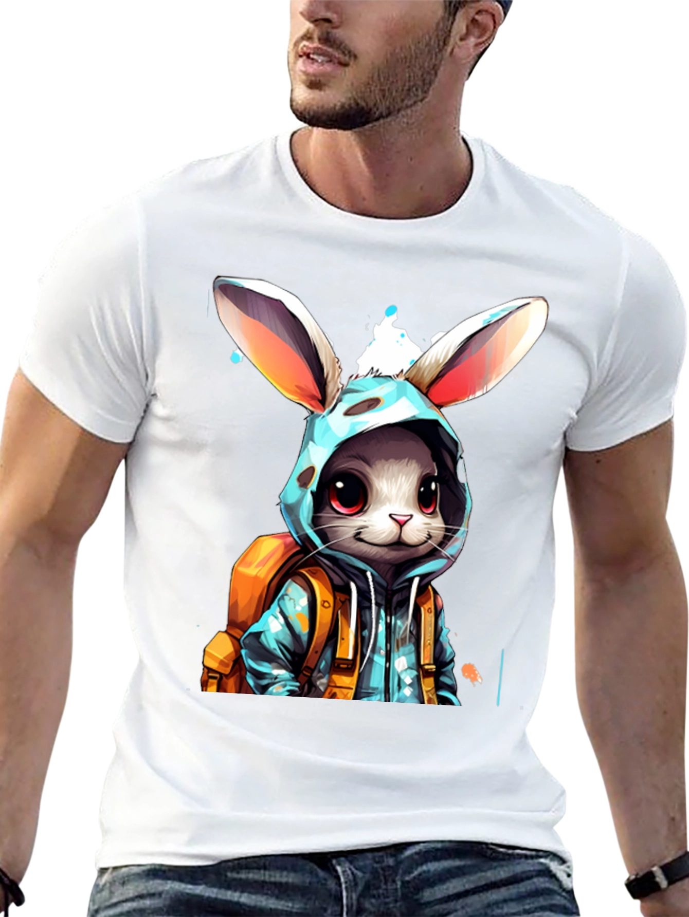 Bunny Backpack Black T-Shirt