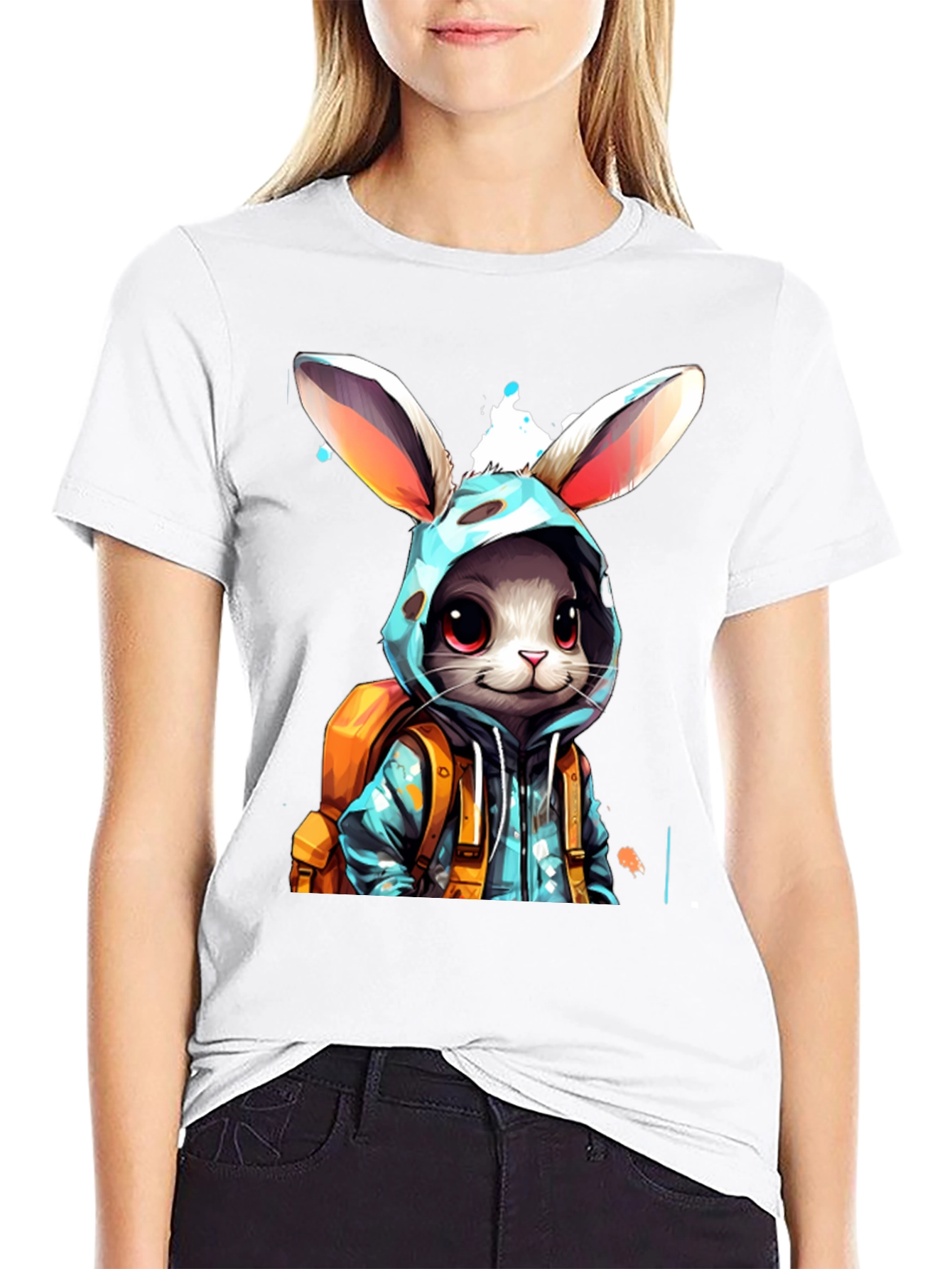 Bunny Backpack Black T-Shirt