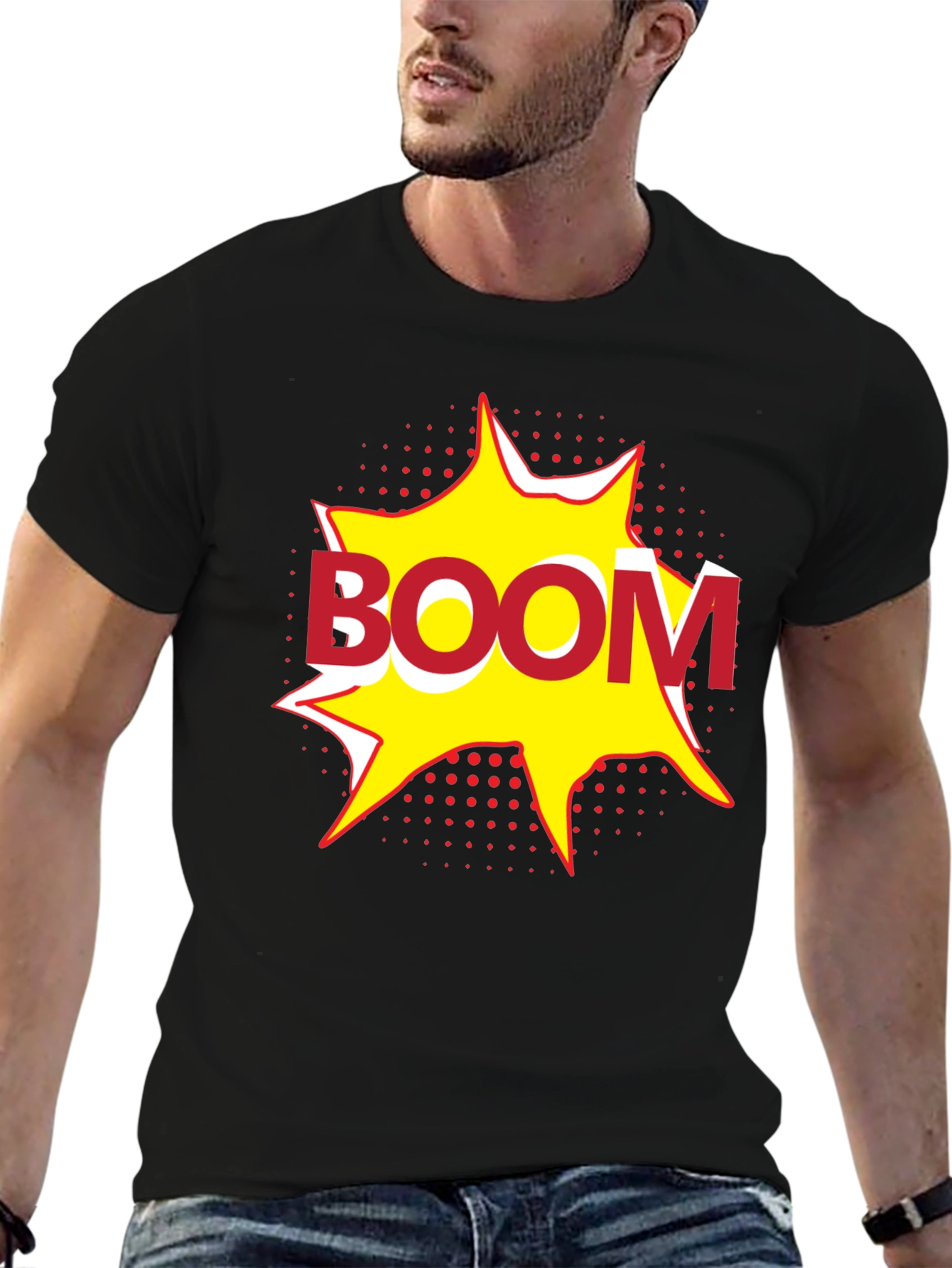 Boom Graphic Print Black T-Shirt