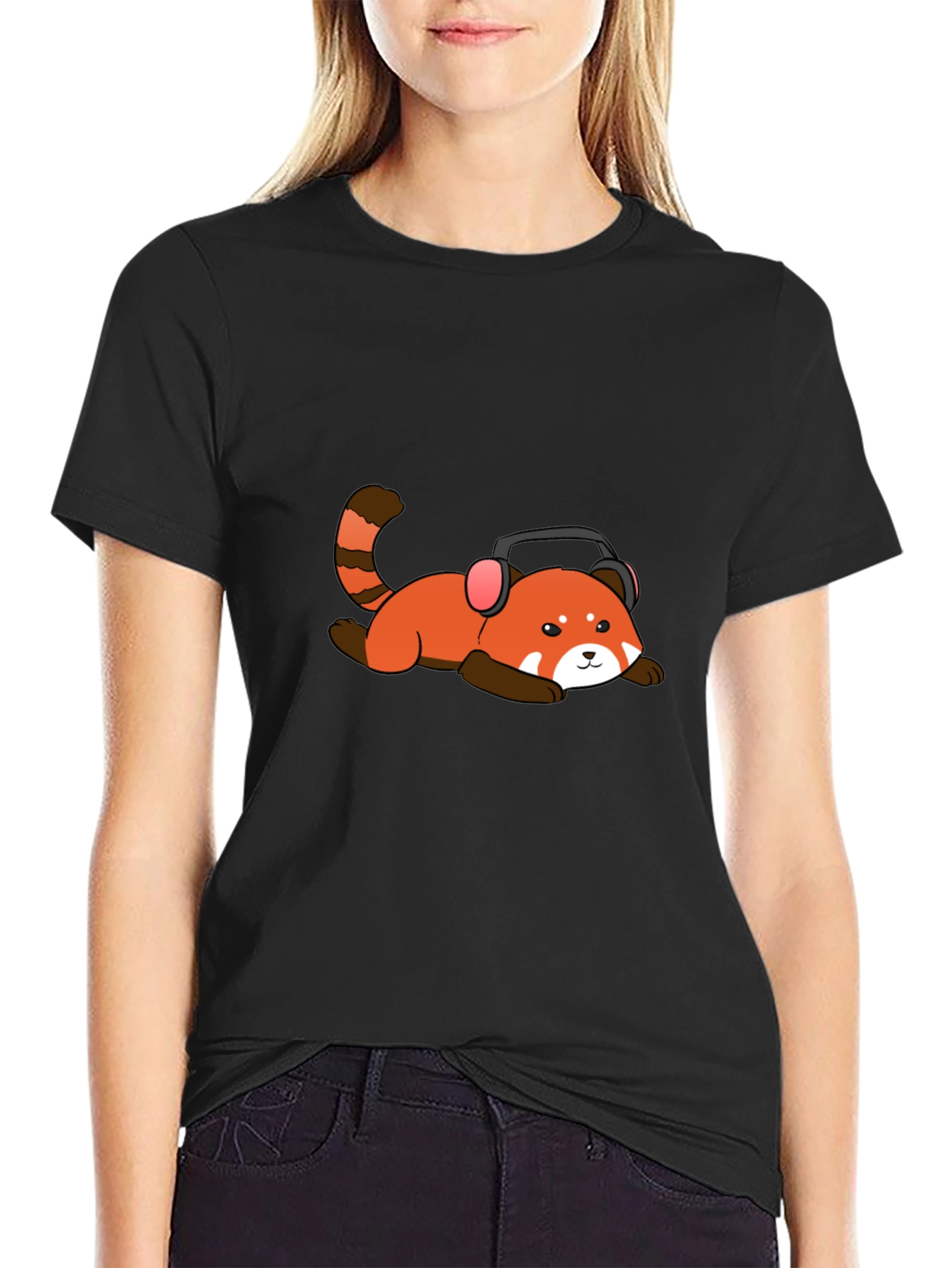 Red Panda Headphone T-Shirt - Cool Graphic Tee