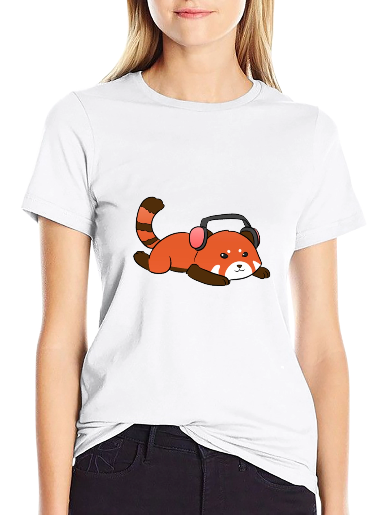 Red Panda Headphone T-Shirt - Cool Graphic Tee