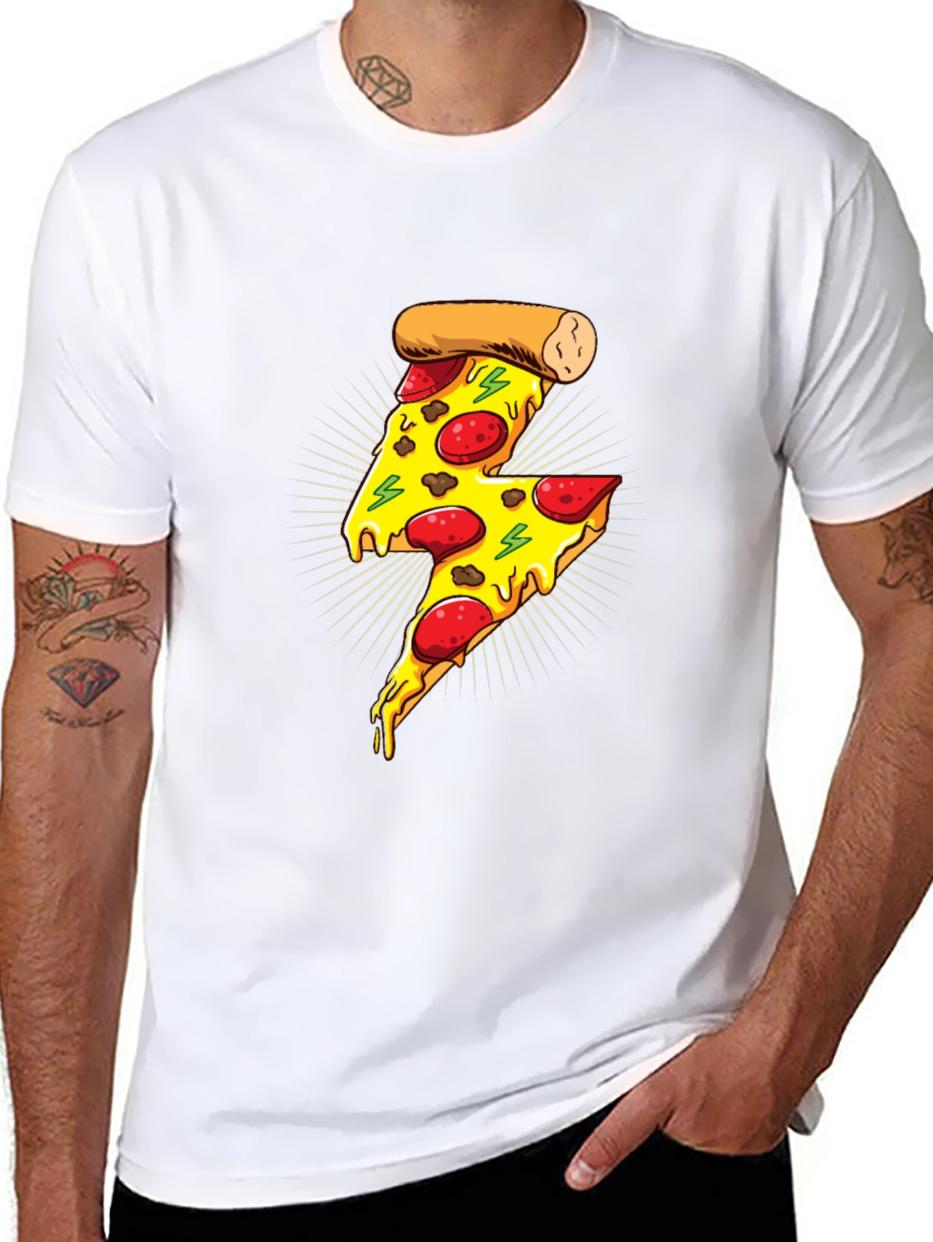 Pizza Lightning Bolt Graphic T-Shirt - Unisex