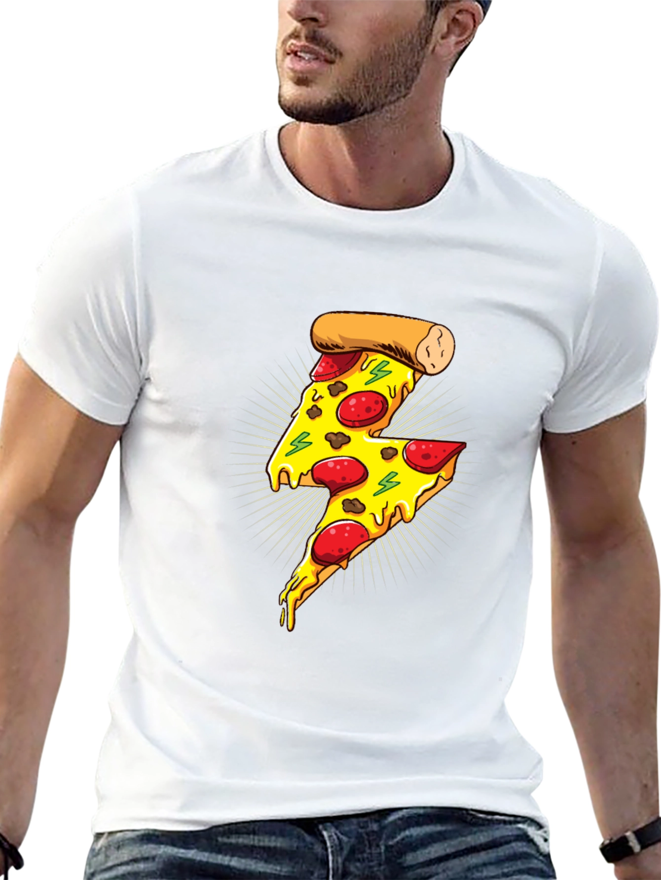 Pizza Lightning Bolt Graphic T-Shirt - Unisex