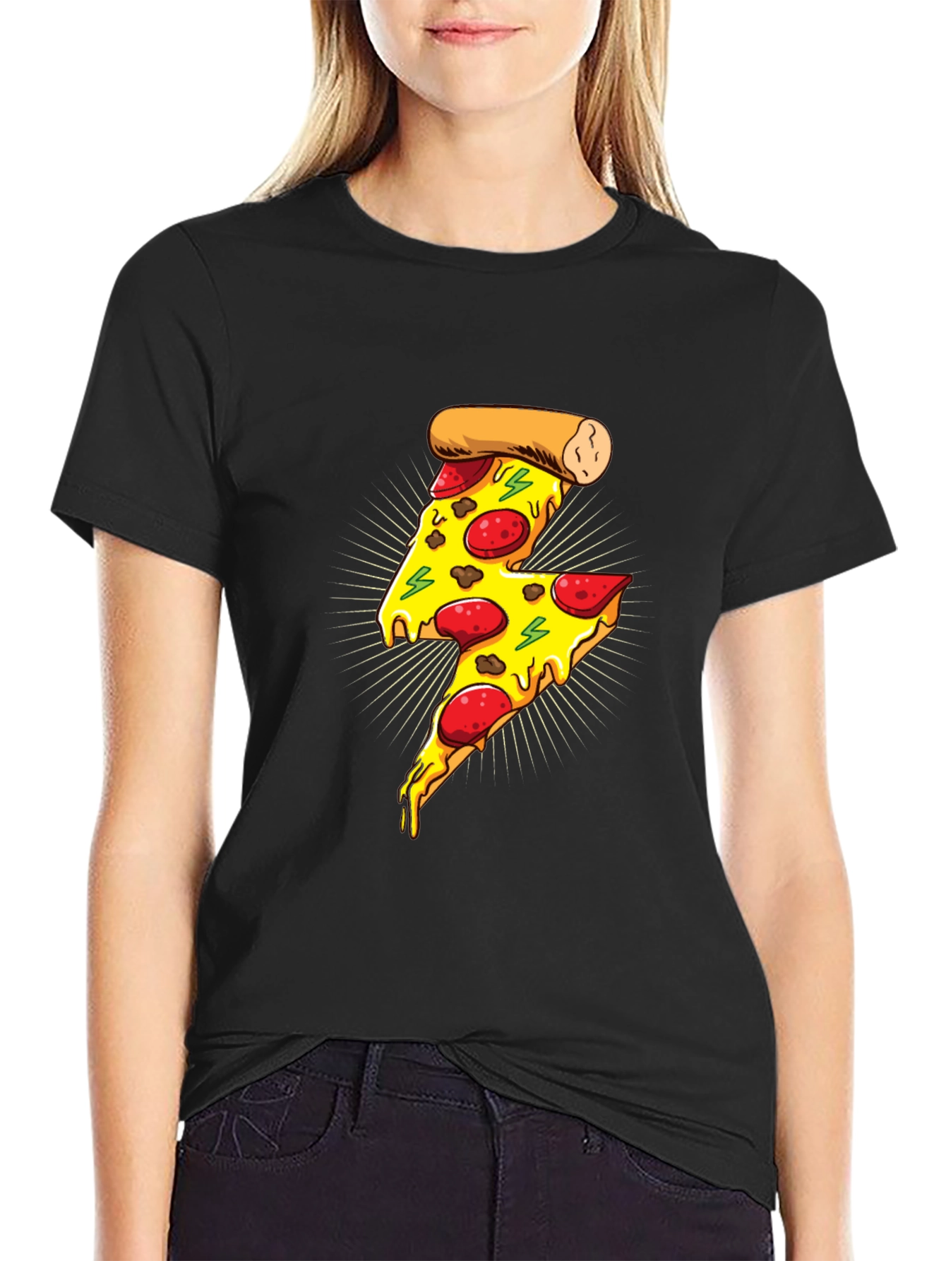 Pizza Lightning Bolt Graphic T-Shirt - Unisex
