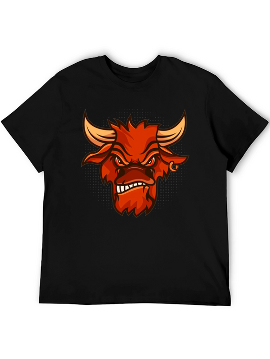 Angry Bull Graphic Tee - Black Cotton T-Shirt