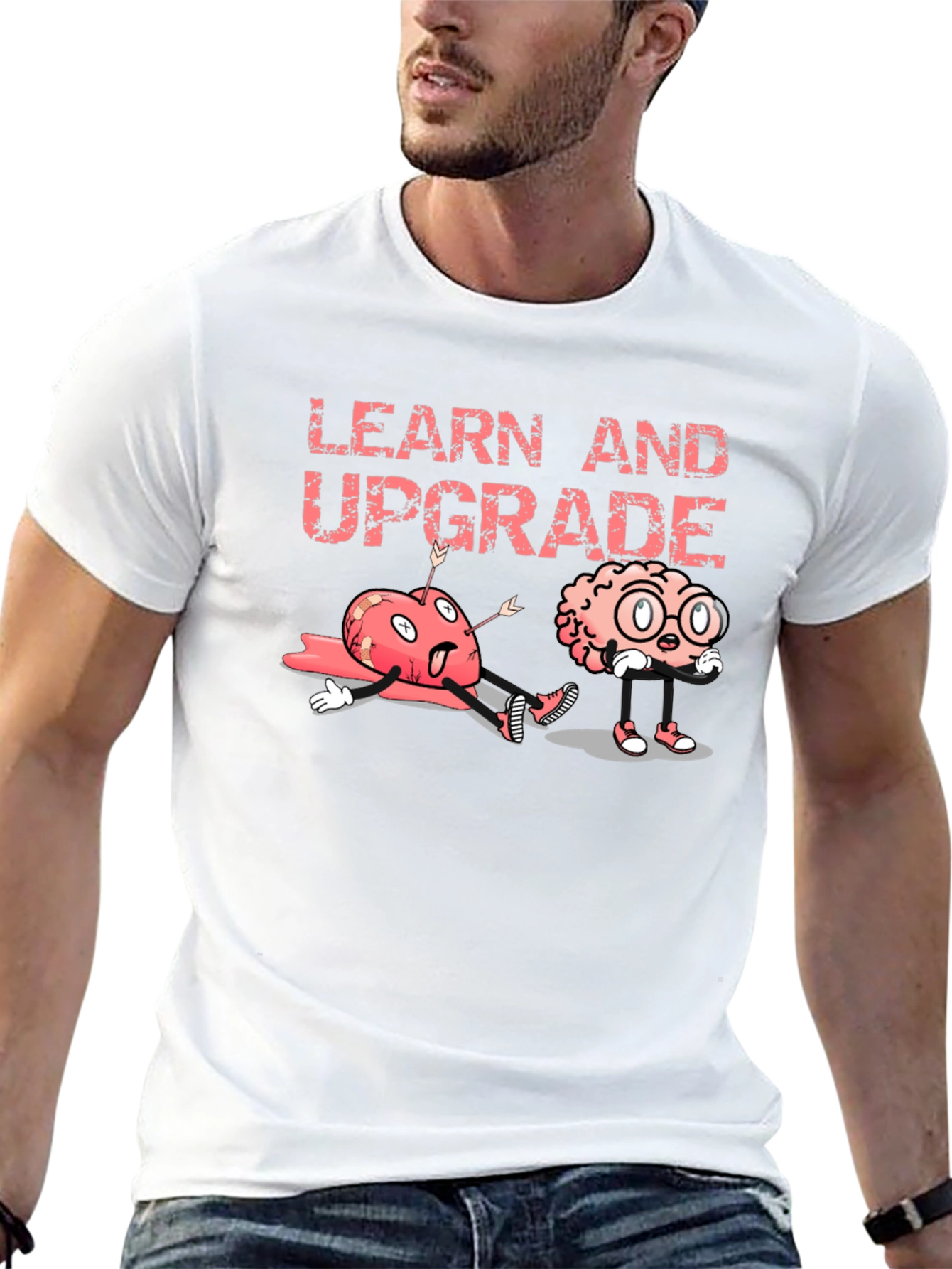Learn and Upgrade Graphic Tee - Black Cotton T-Shirt