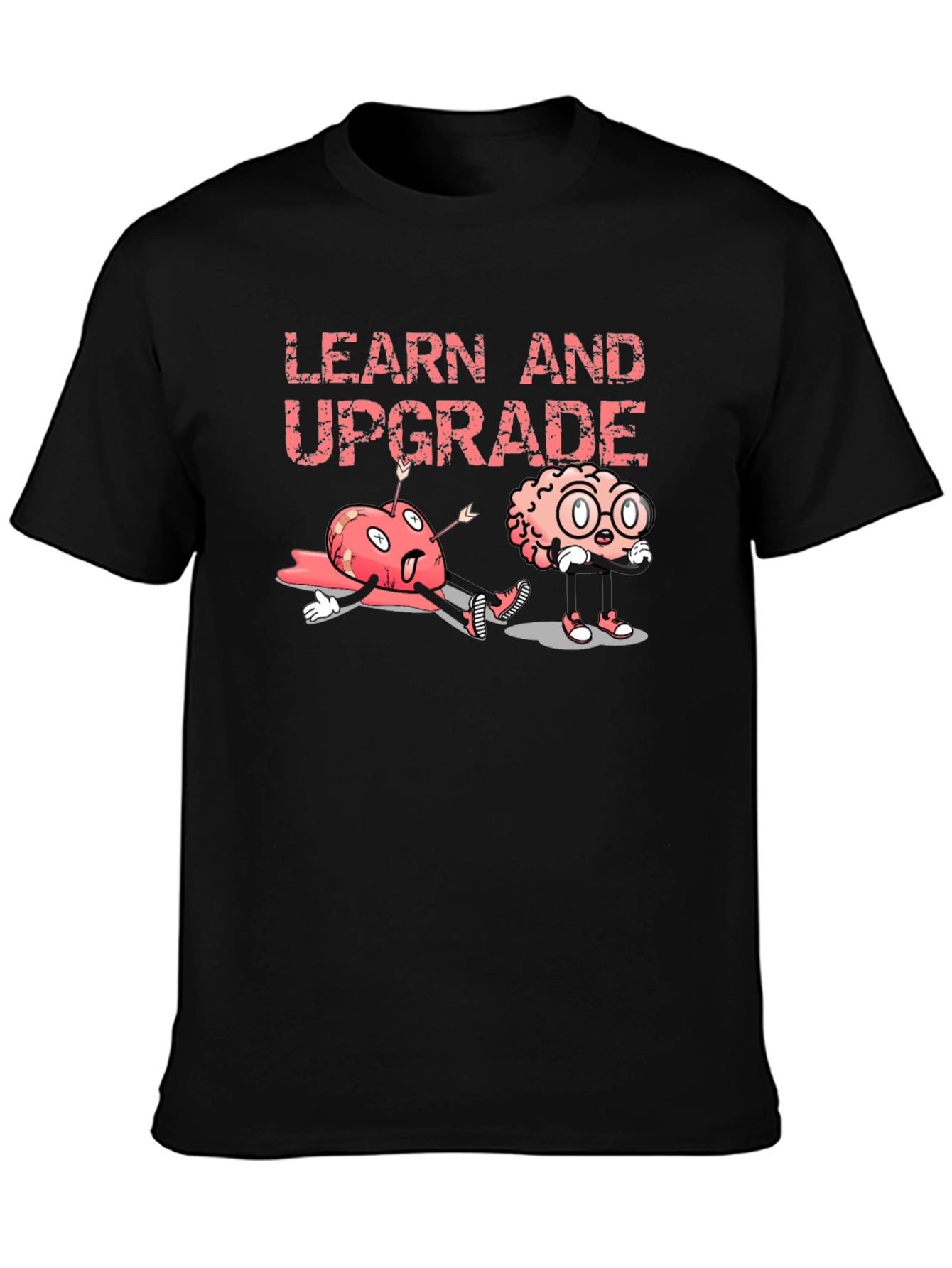 Learn and Upgrade Graphic Tee - Black Cotton T-Shirt