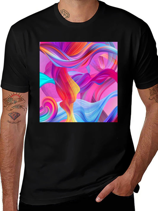 Abstract Swirl Graphic T-Shirt - Vibrant Colors