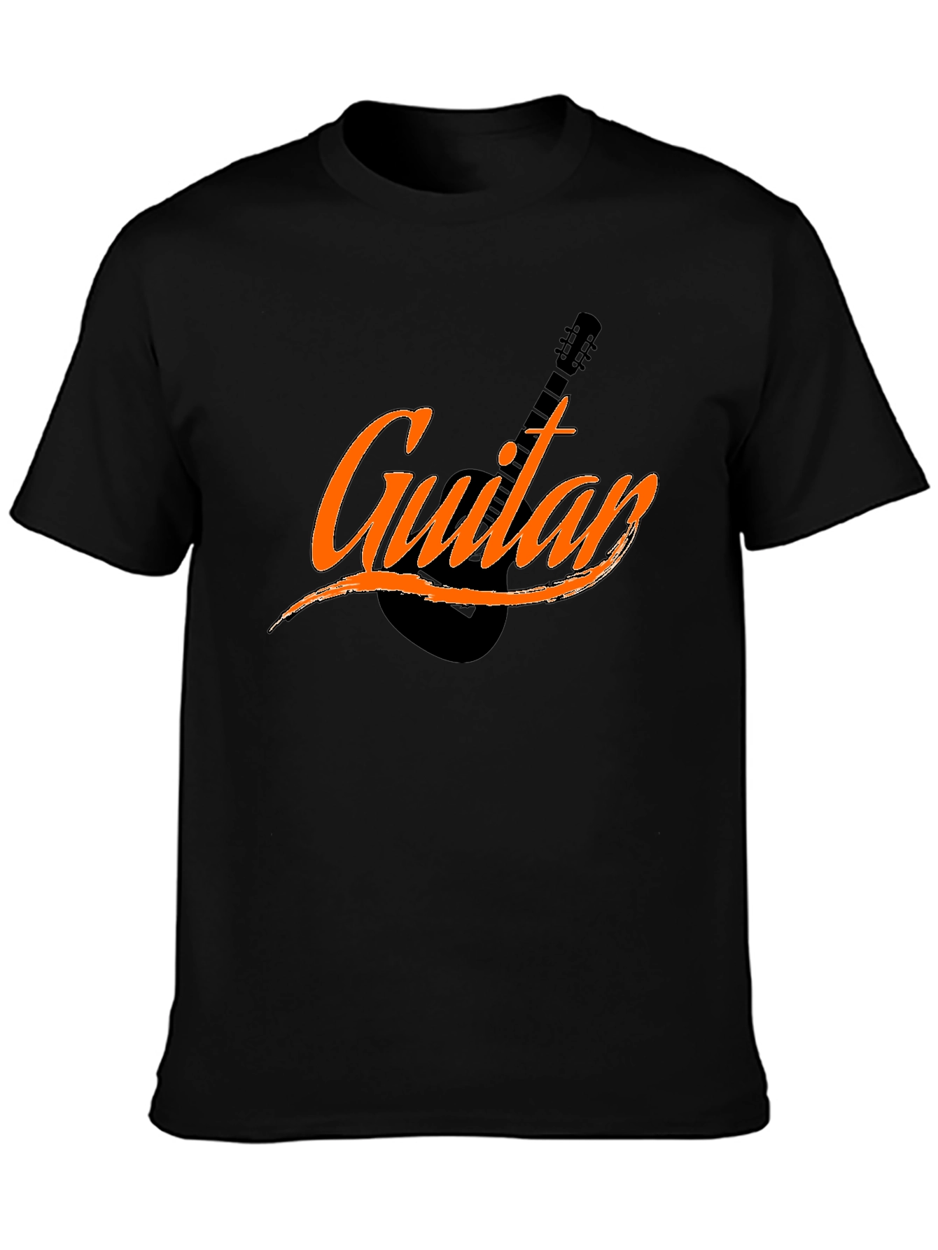 Guitar Graphic Tee - Black Cotton Shirt