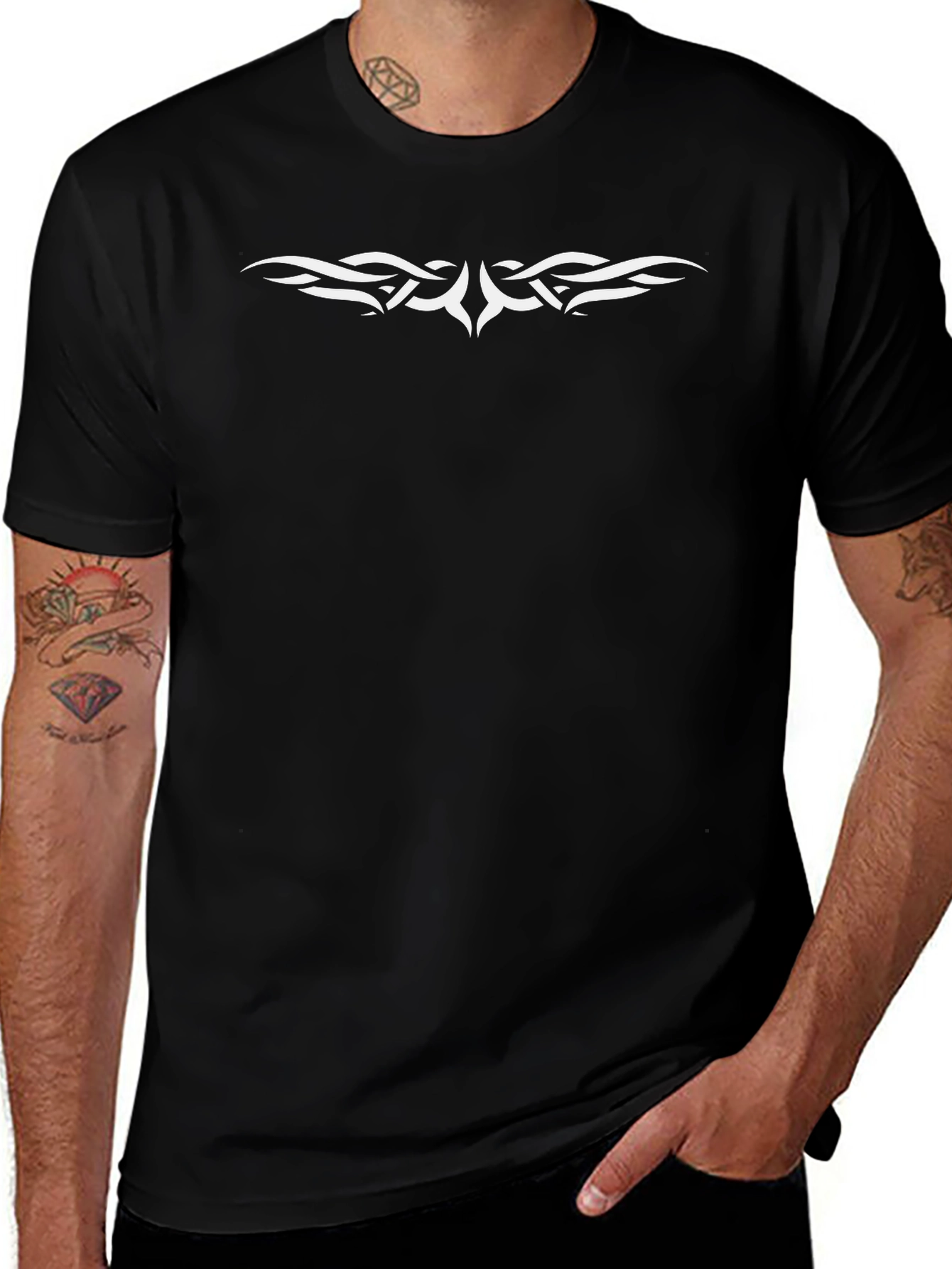Tribal Design Black T-Shirt - Casual Fashion