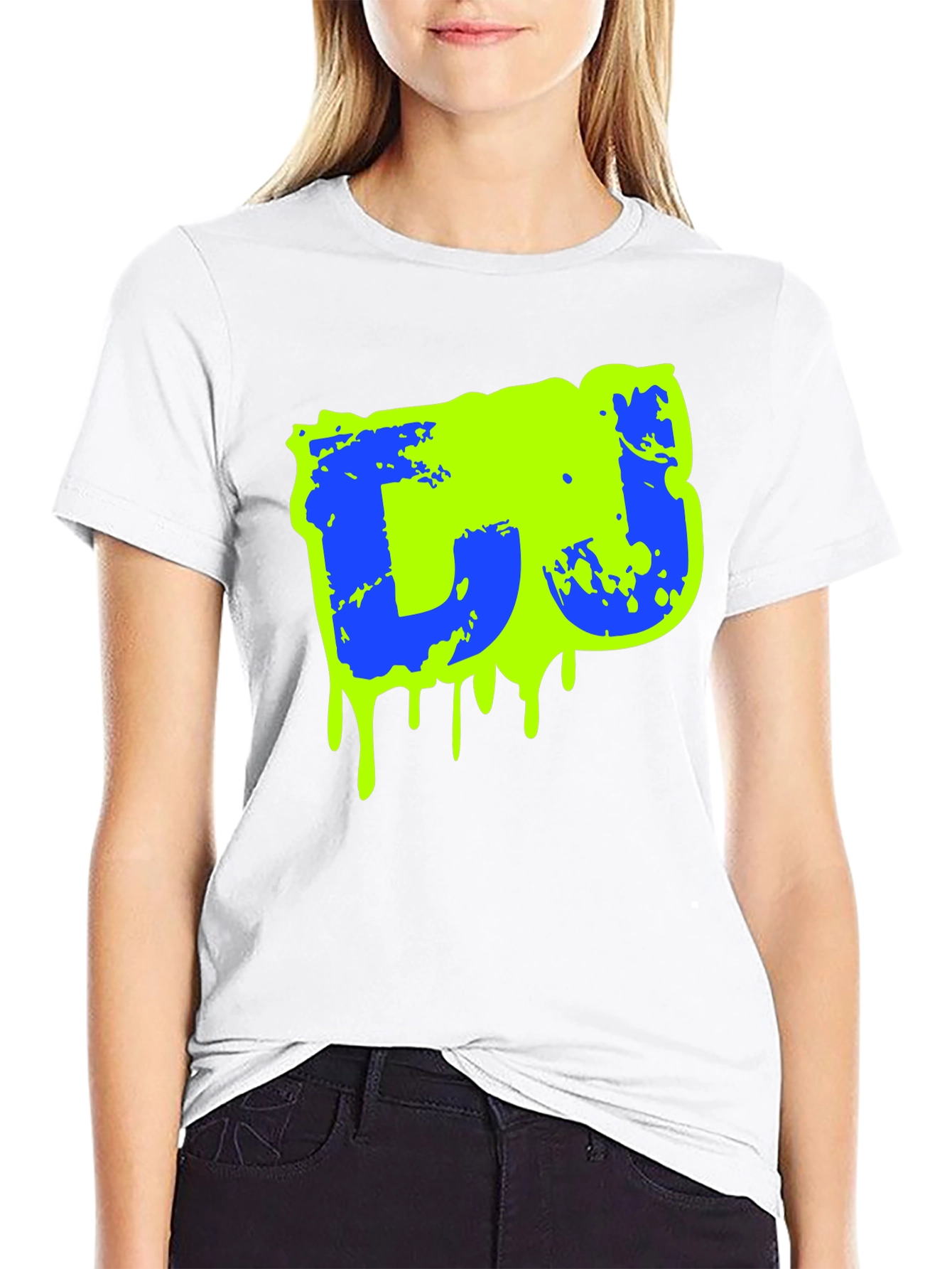 Mens Black Graphic T-Shirt - Neon Drip Design