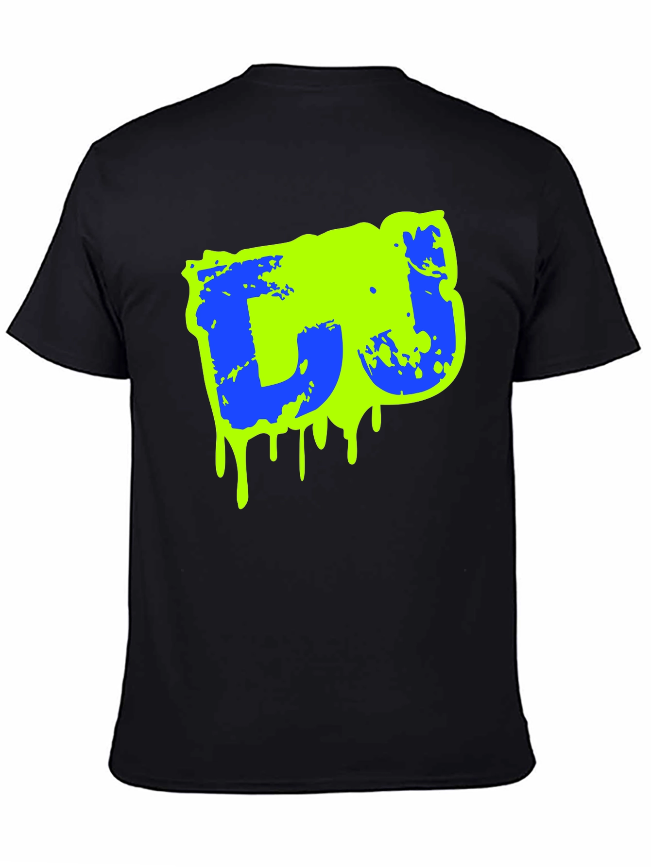 Mens Black Graphic T-Shirt - Neon Drip Design