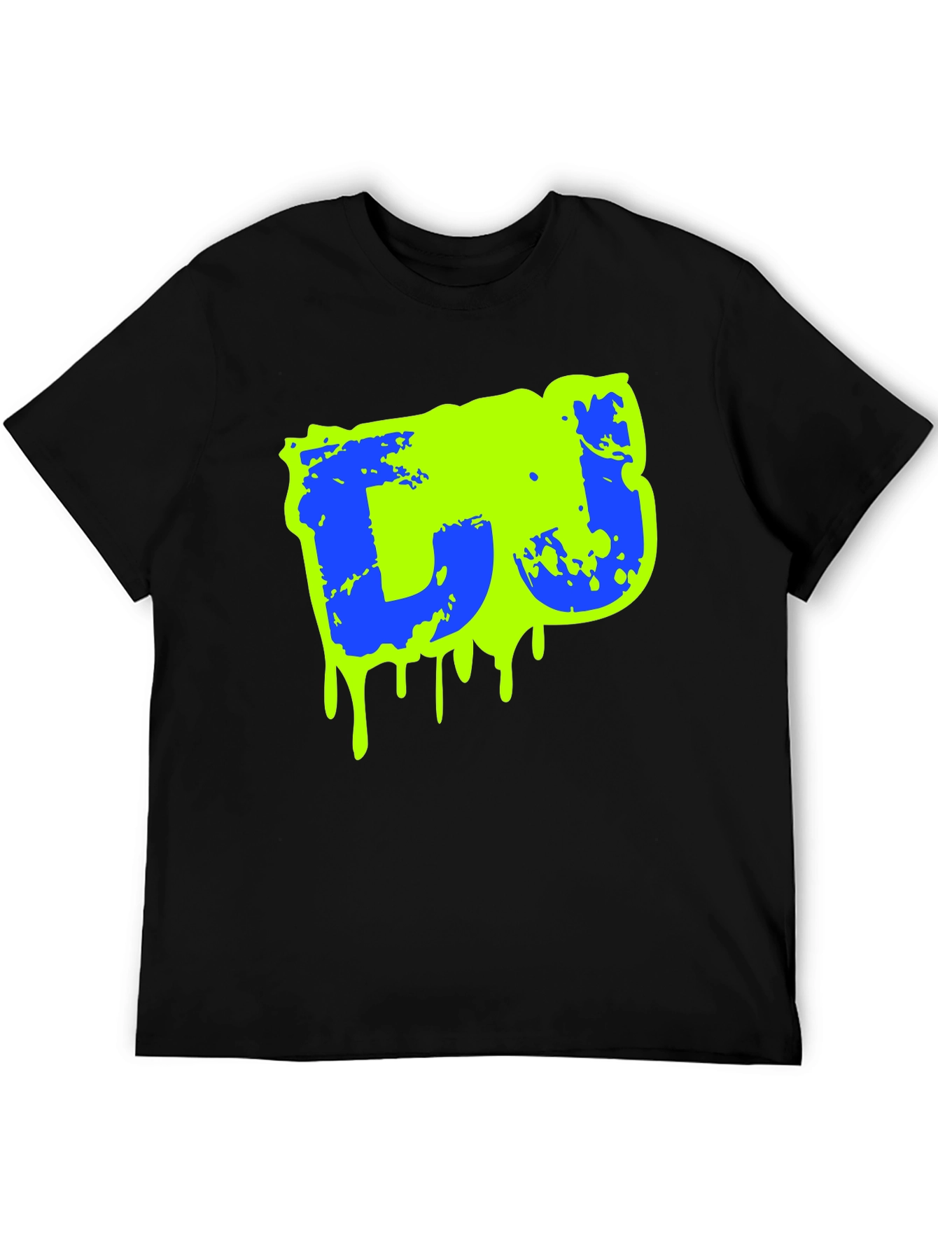 Mens Black Graphic T-Shirt - Neon Drip Design