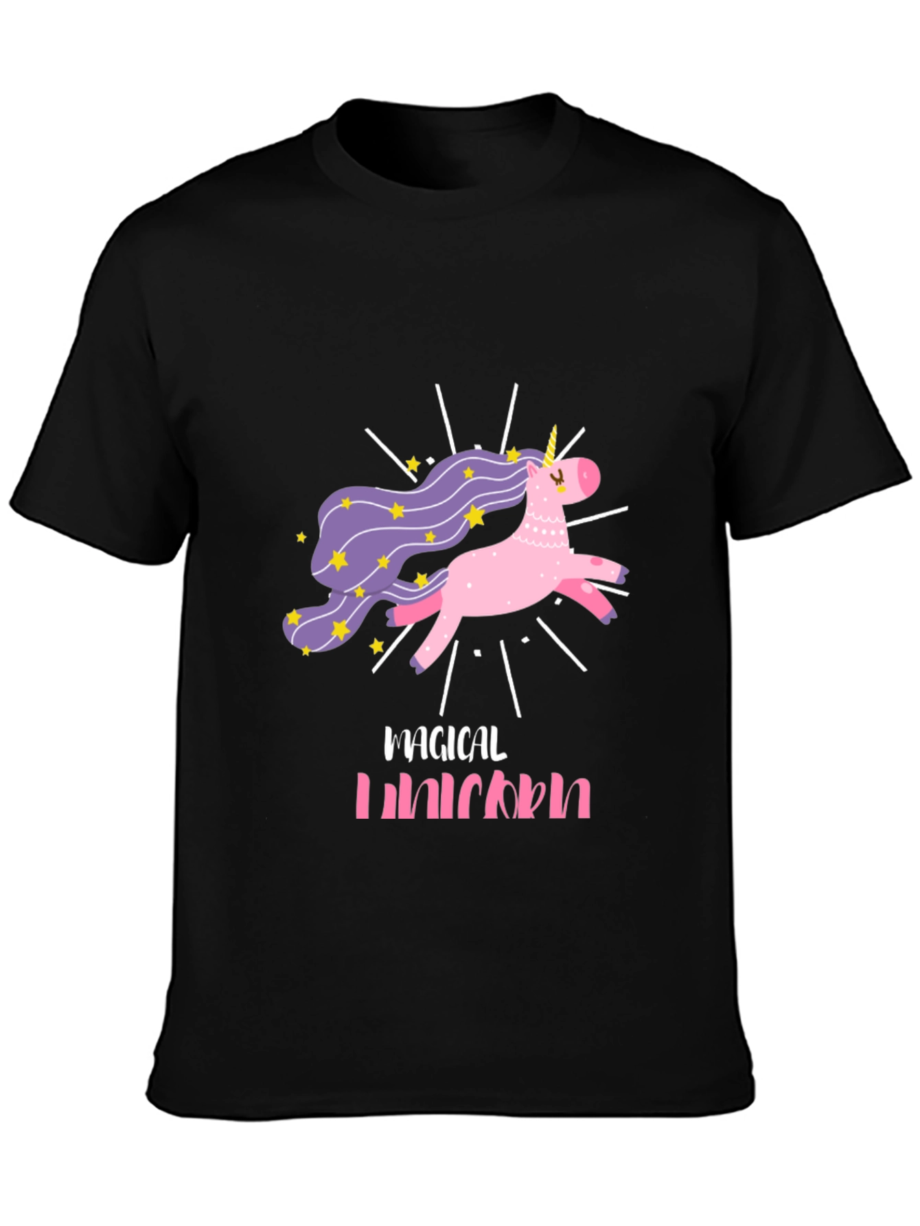 Magical Unicorn Black T-Shirt