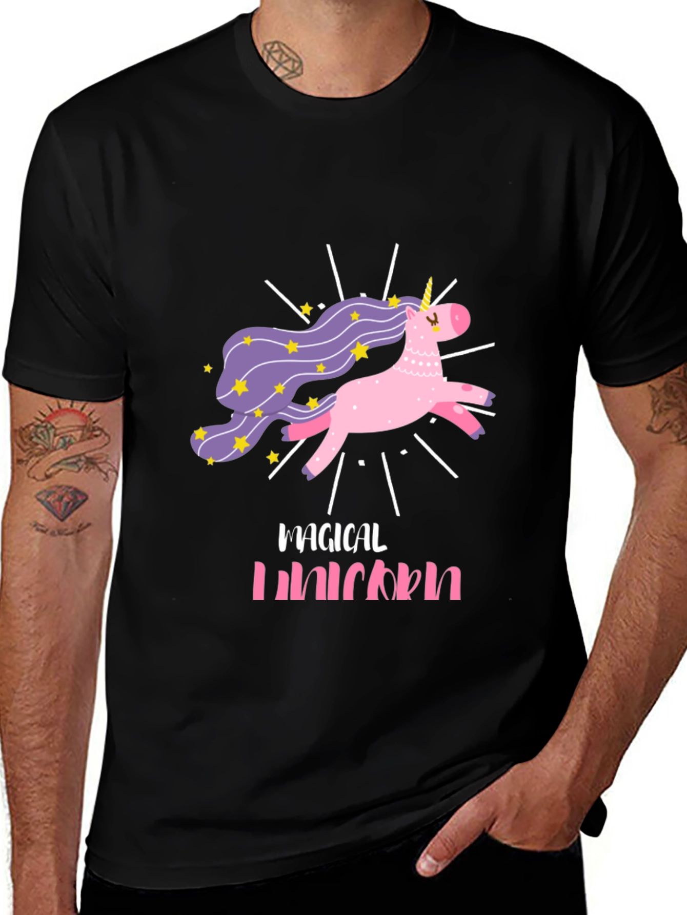 Magical Unicorn Black T-Shirt