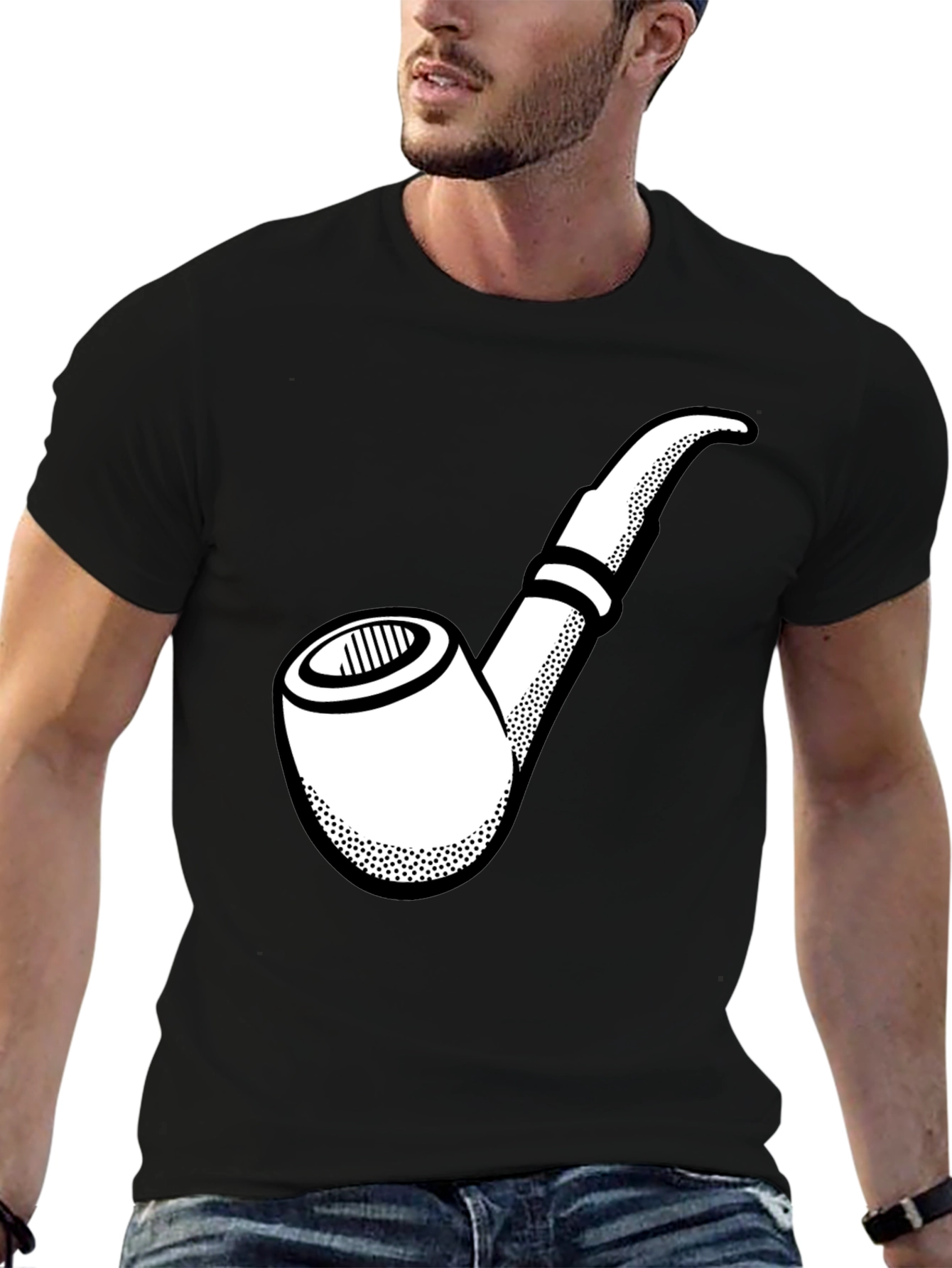 Smoking Pipe Graphic T-Shirt - Black Cotton Tee