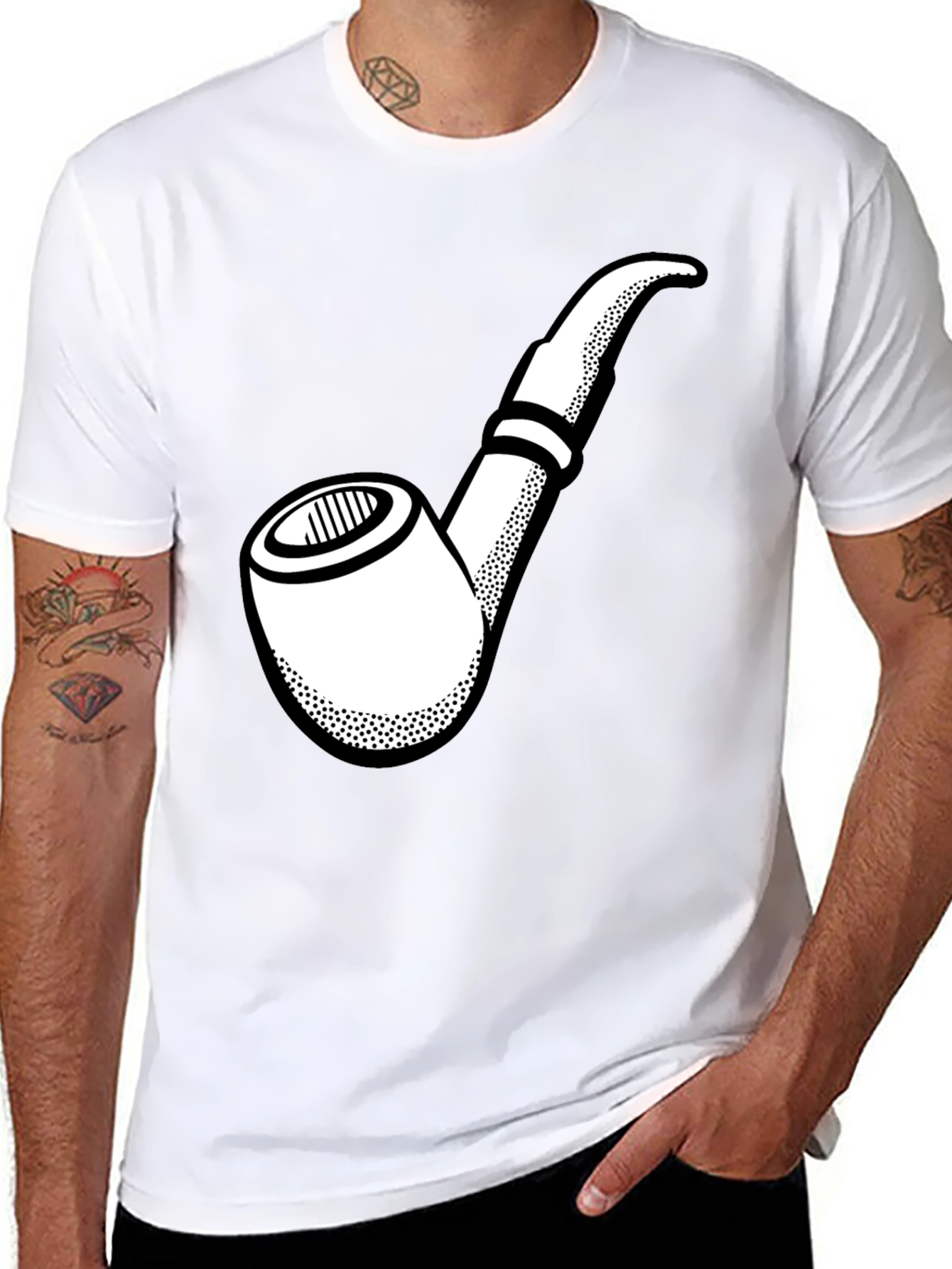 Smoking Pipe Graphic T-Shirt - Black Cotton Tee