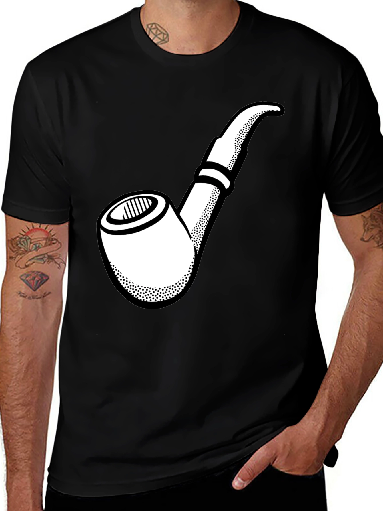 Smoking Pipe Graphic T-Shirt - Black Cotton Tee