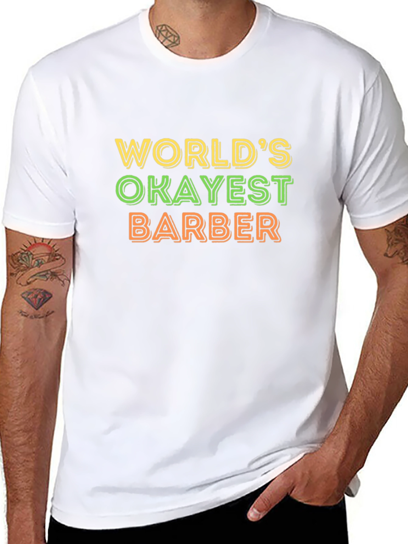 Worlds Okayest Barber T-Shirt - Funny Barber Gift