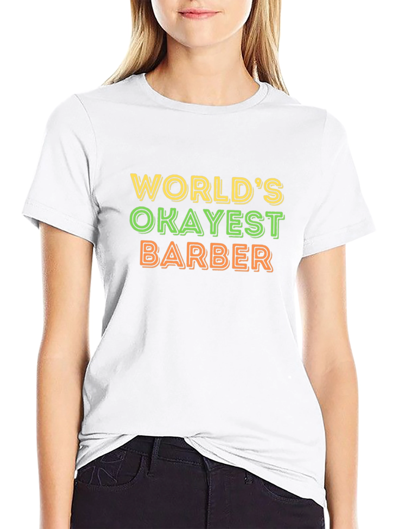 Worlds Okayest Barber T-Shirt - Funny Barber Gift