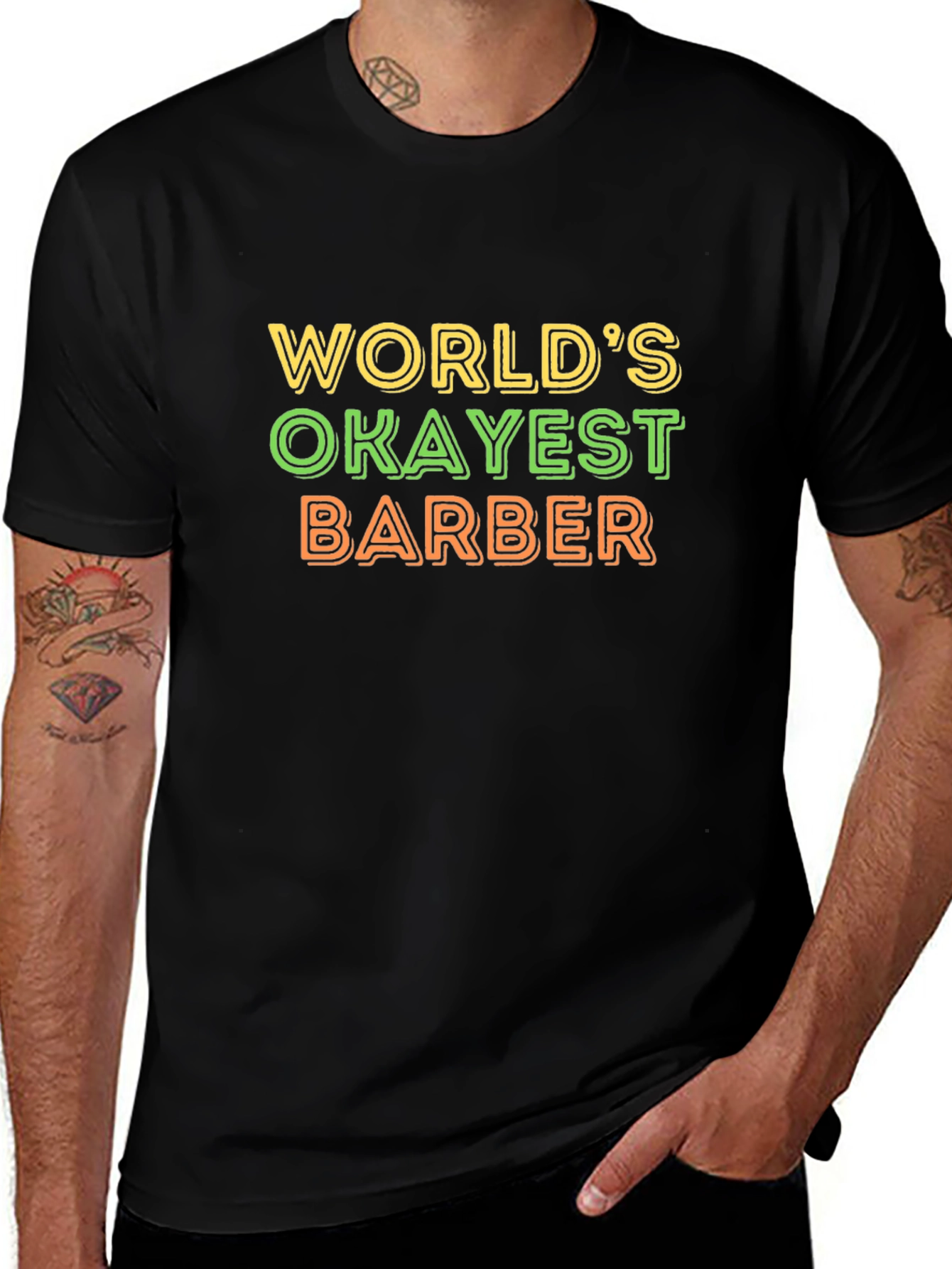 Worlds Okayest Barber T-Shirt - Funny Barber Gift