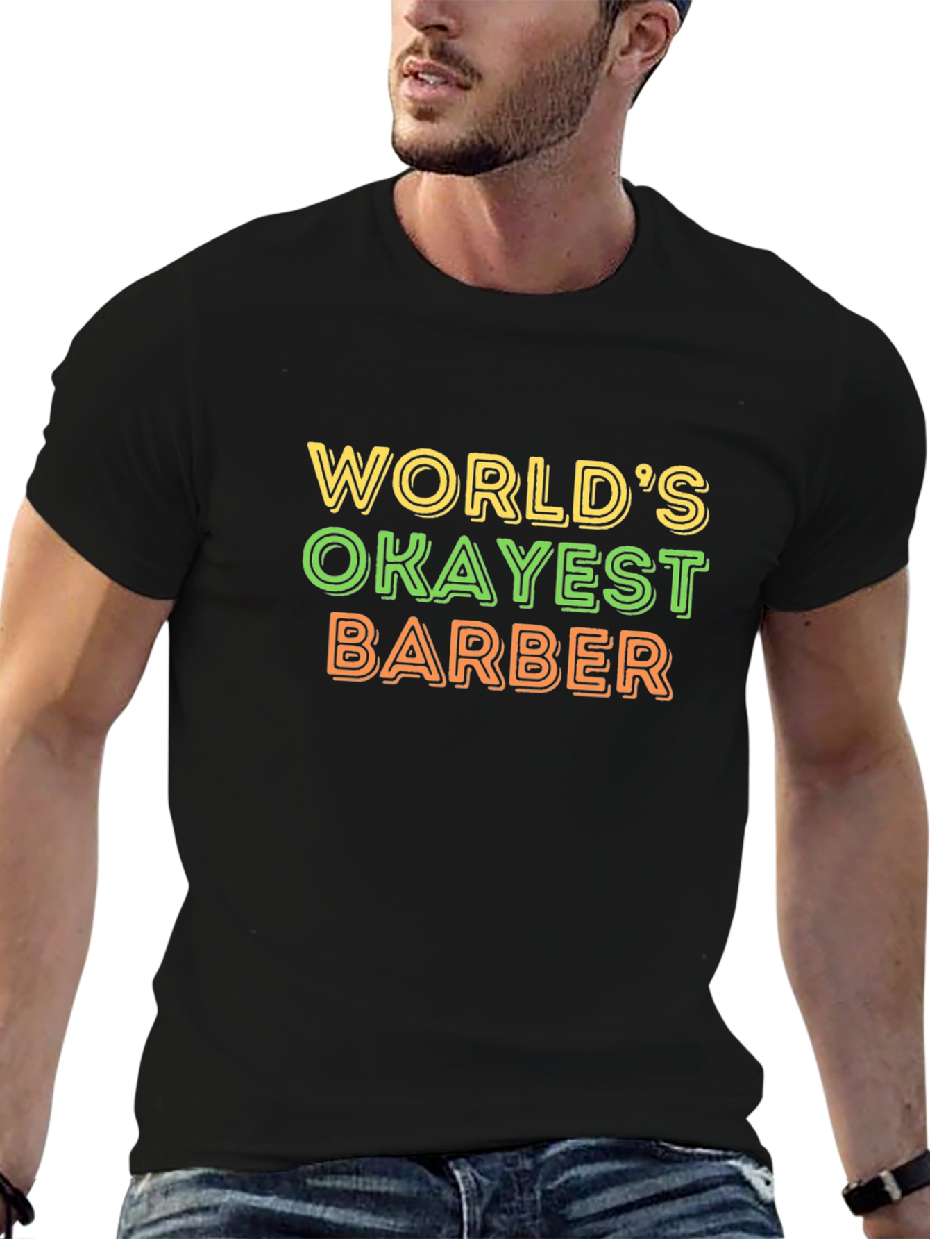 Worlds Okayest Barber T-Shirt - Funny Barber Gift