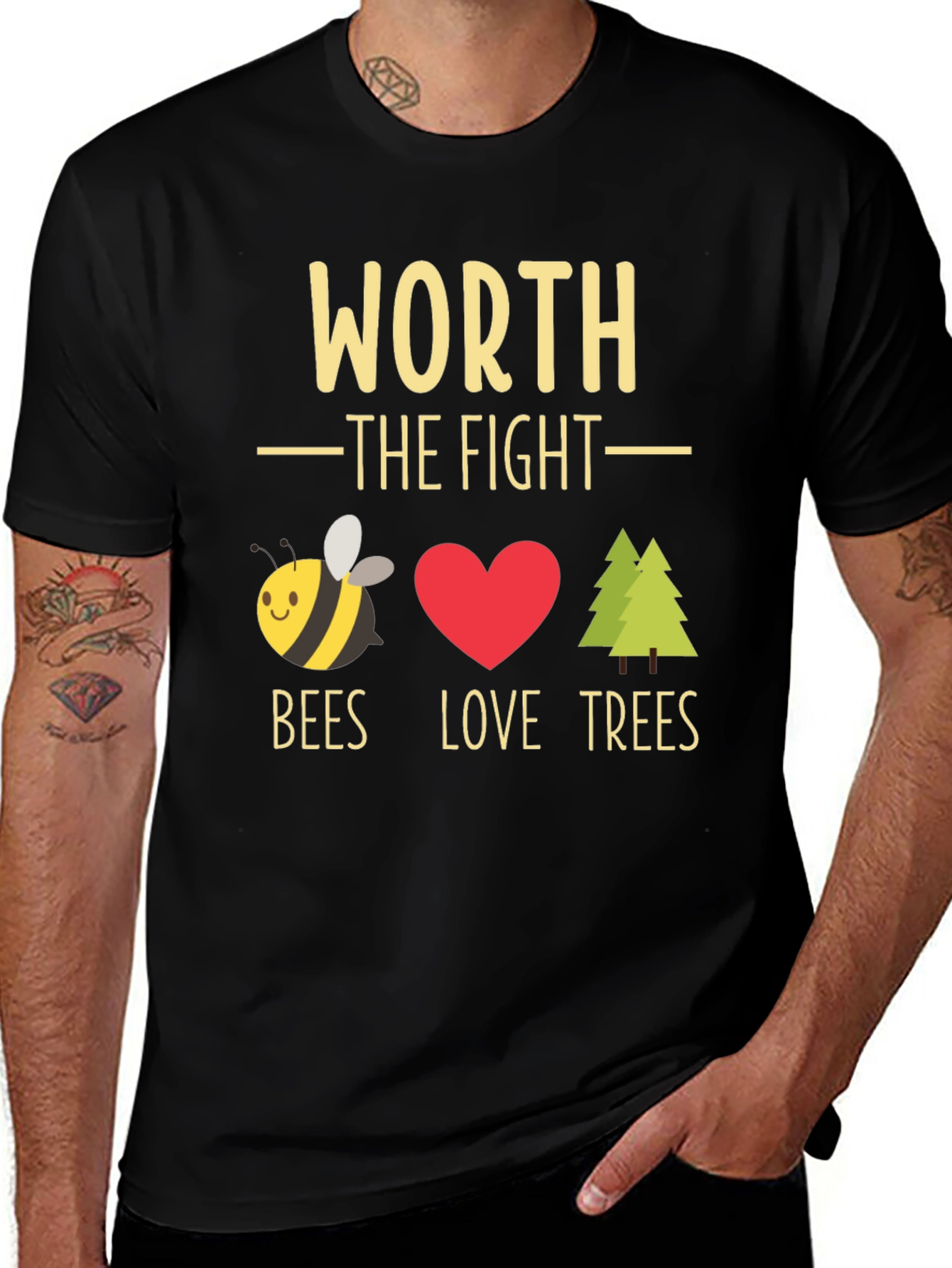 Worth the Fight Bees Love Trees Graphic Tee