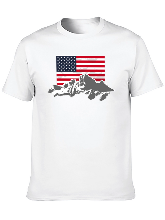 American Flag Mountain Graphic Tee - Black