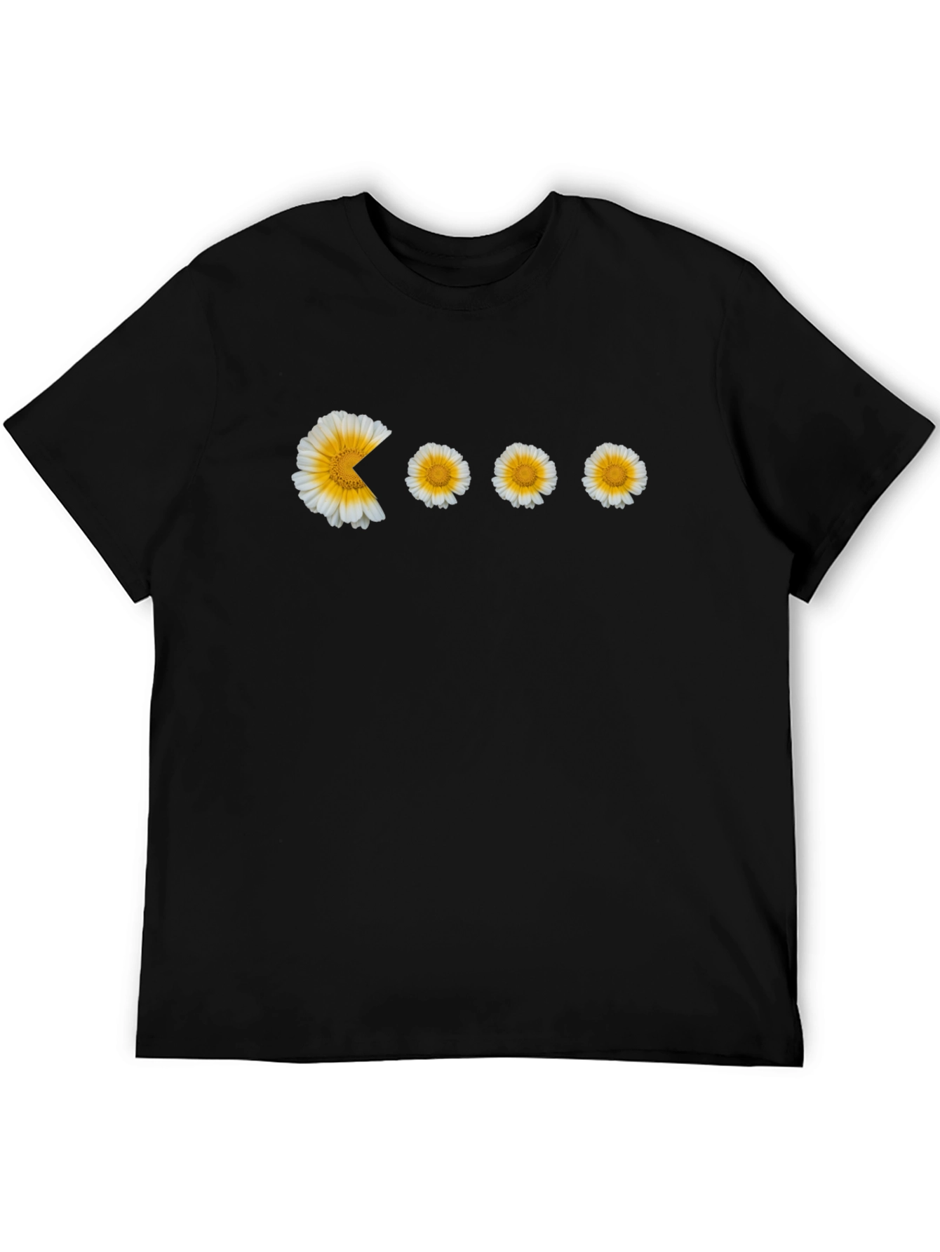 Pac-Man Flowers Graphic Black T-Shirt