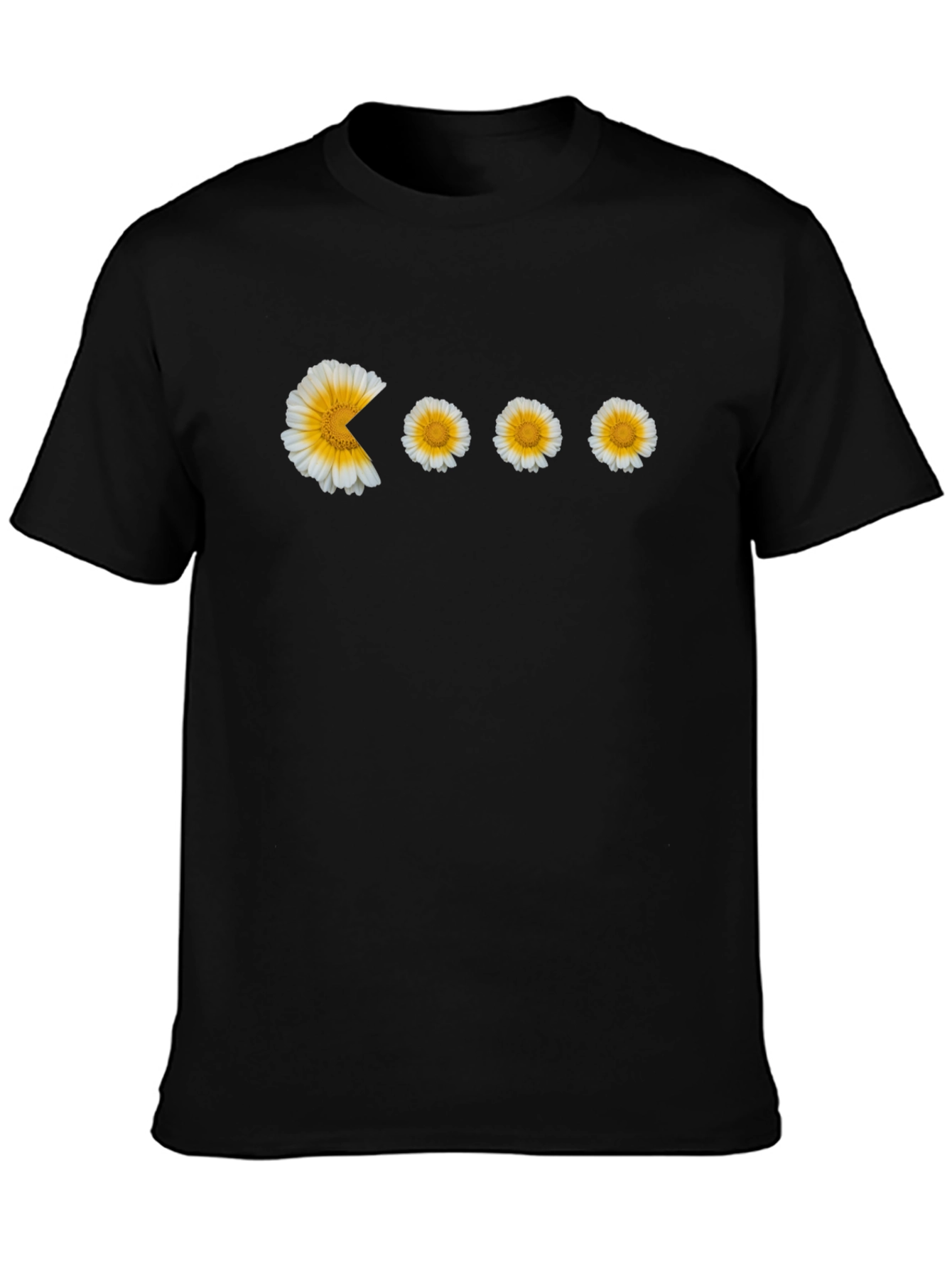Pac-Man Flowers Graphic Black T-Shirt