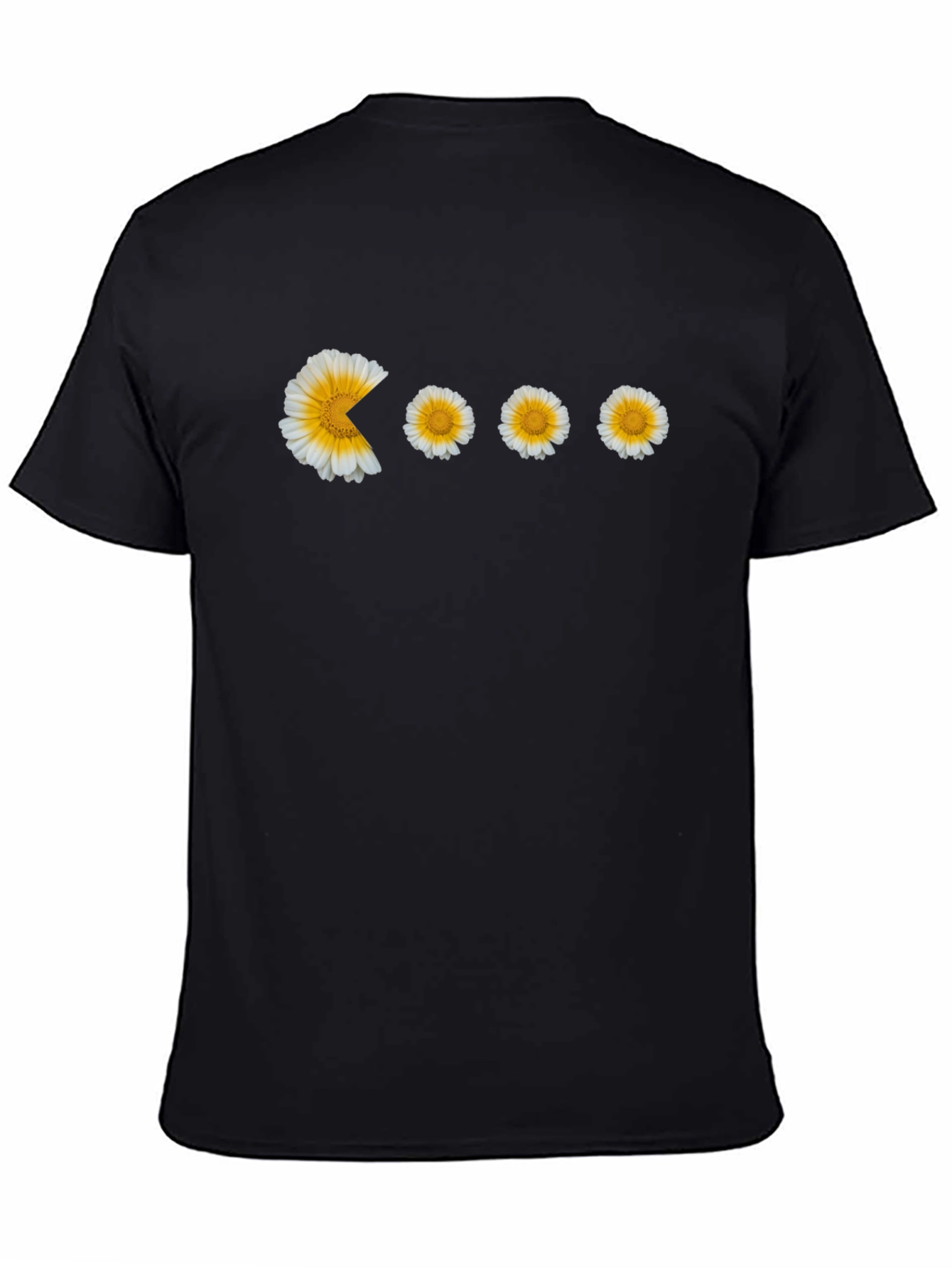 Pac-Man Flowers Graphic Black T-Shirt