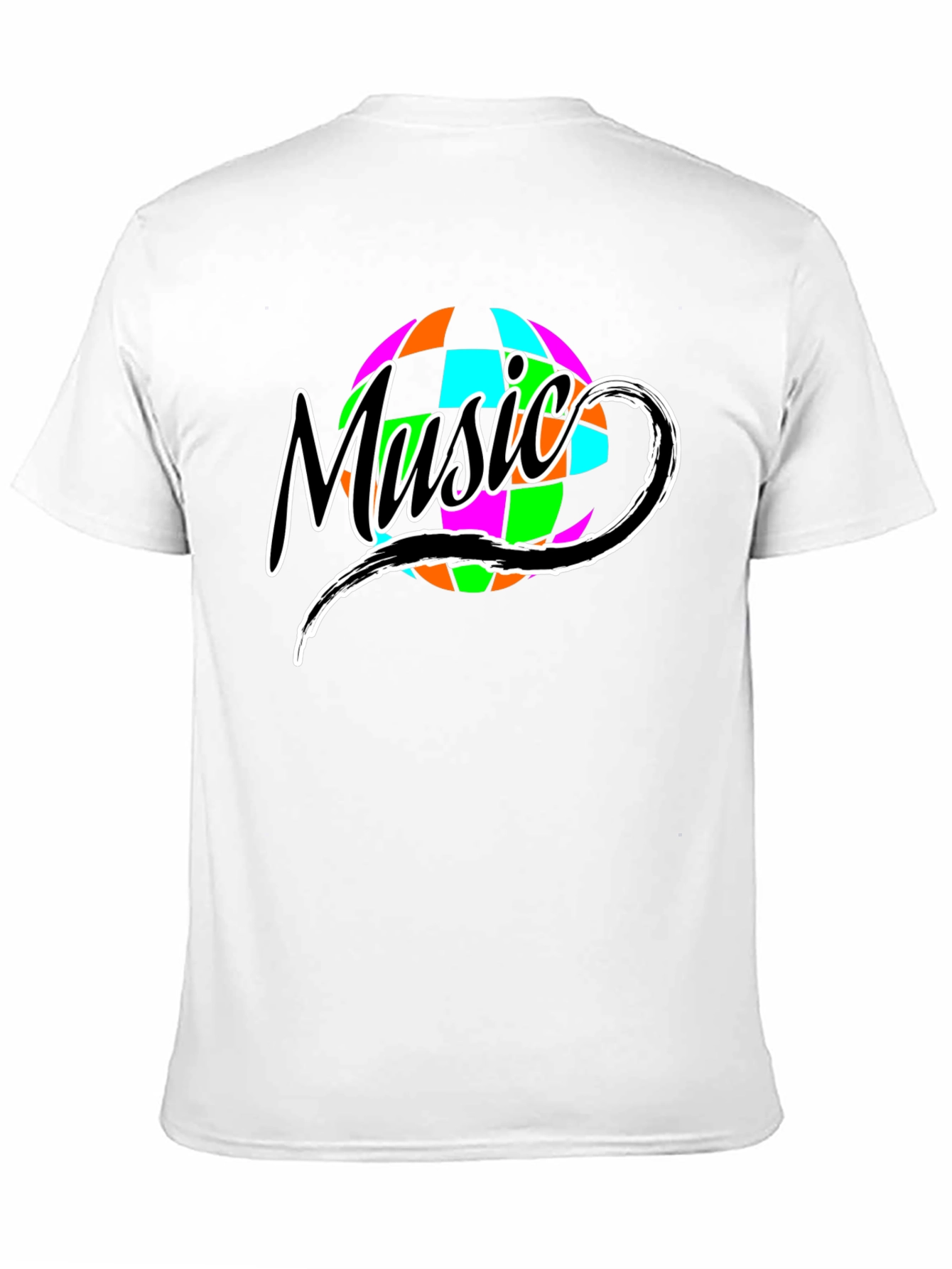 Retro Music Globe Graphic T-Shirt - Classic Black Tee