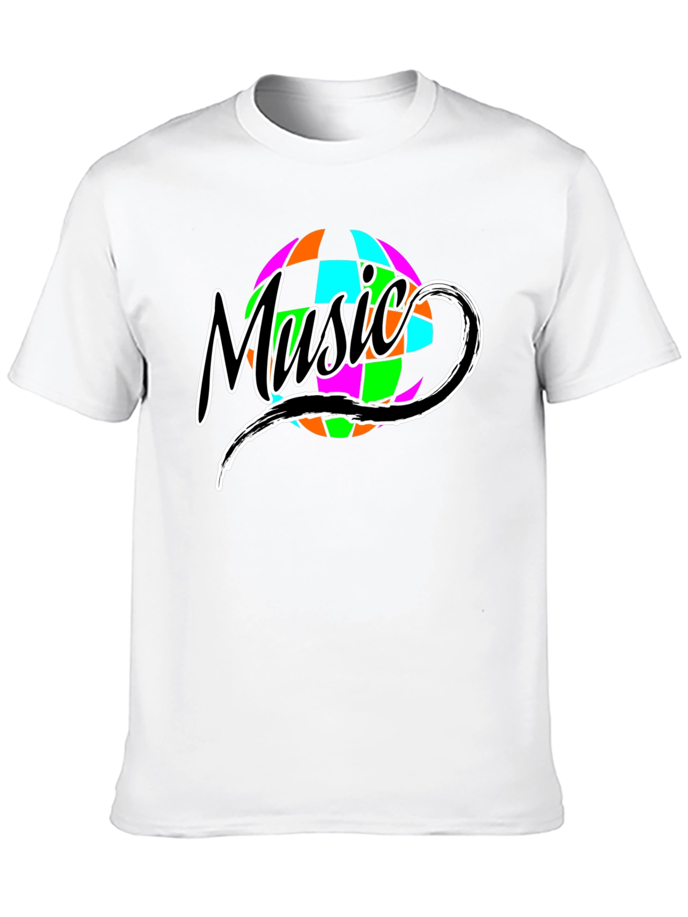 Retro Music Globe Graphic T-Shirt - Classic Black Tee