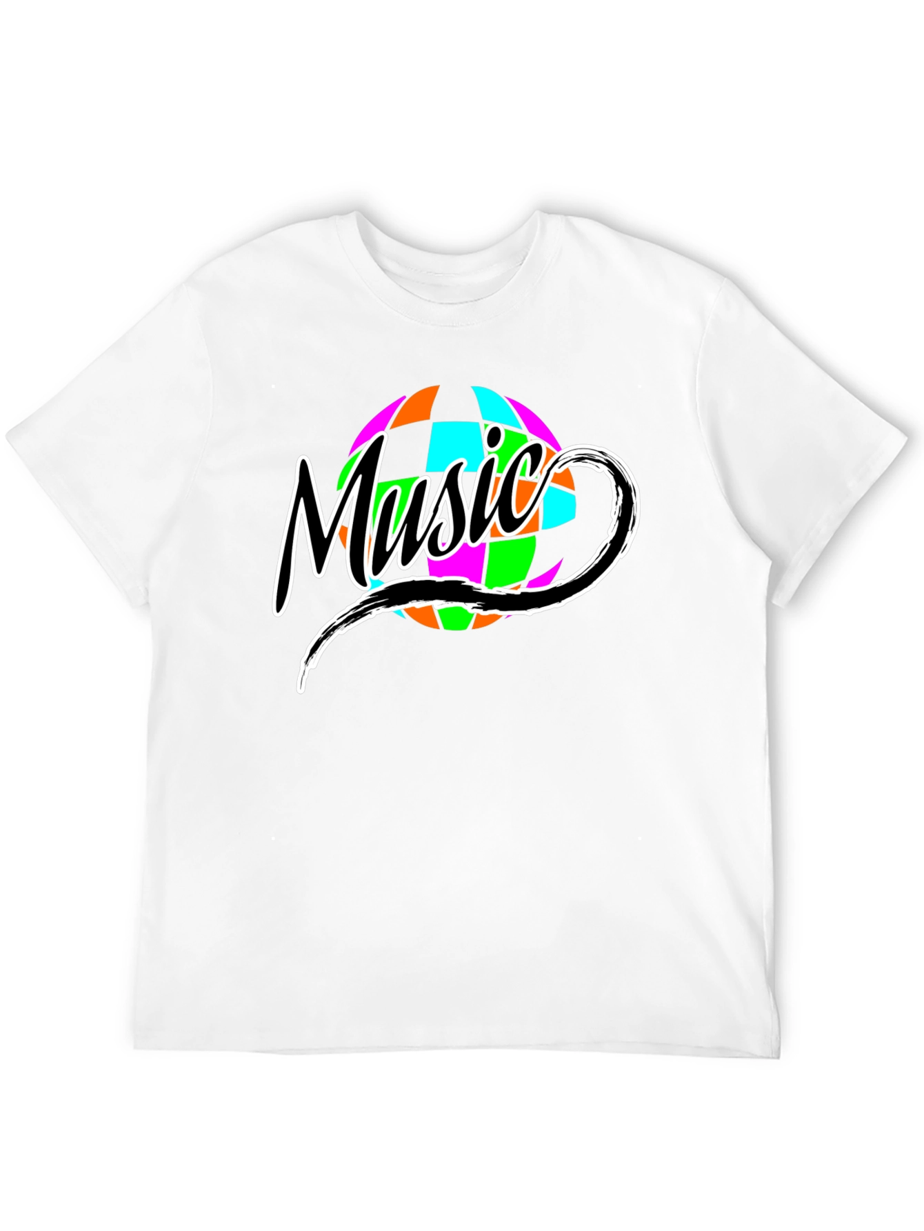 Retro Music Globe Graphic T-Shirt - Classic Black Tee