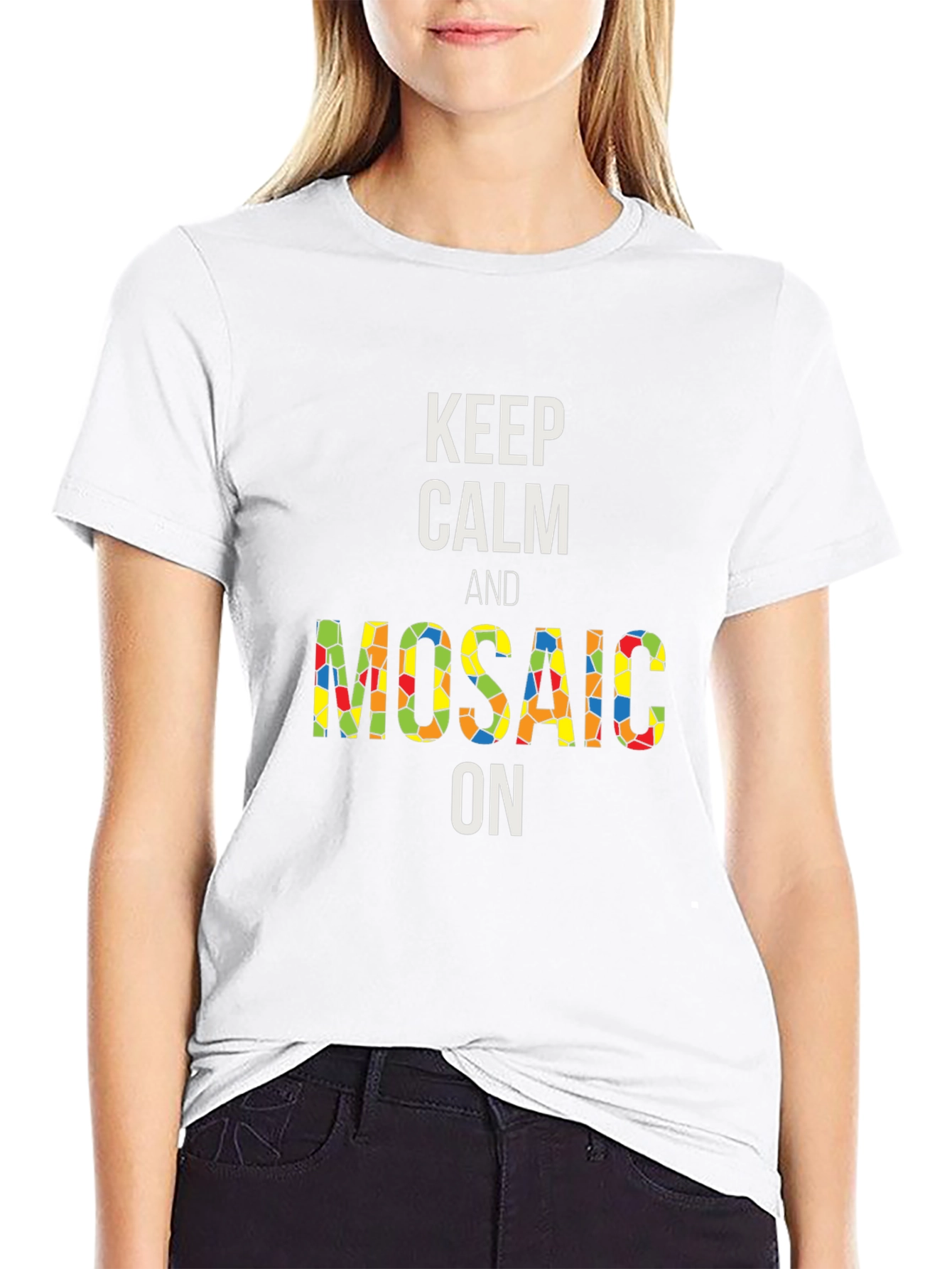 Keep Calm and Mosaic On Black T-Shirt