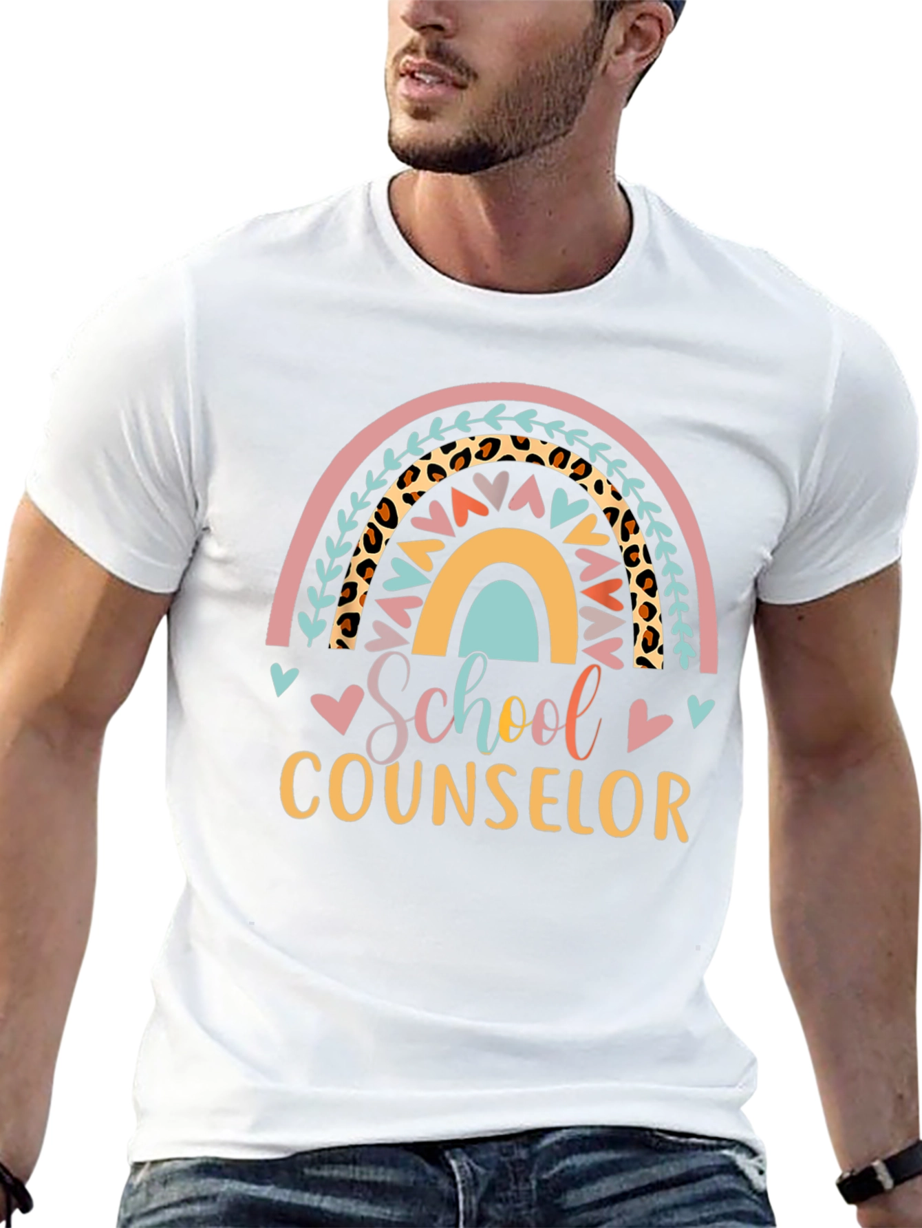 School Counselor Rainbow Graphic Tee