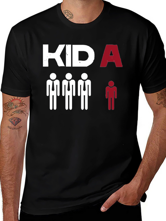 Kid A Graphic Tee - Unique Design Black Cotton T-Shirt