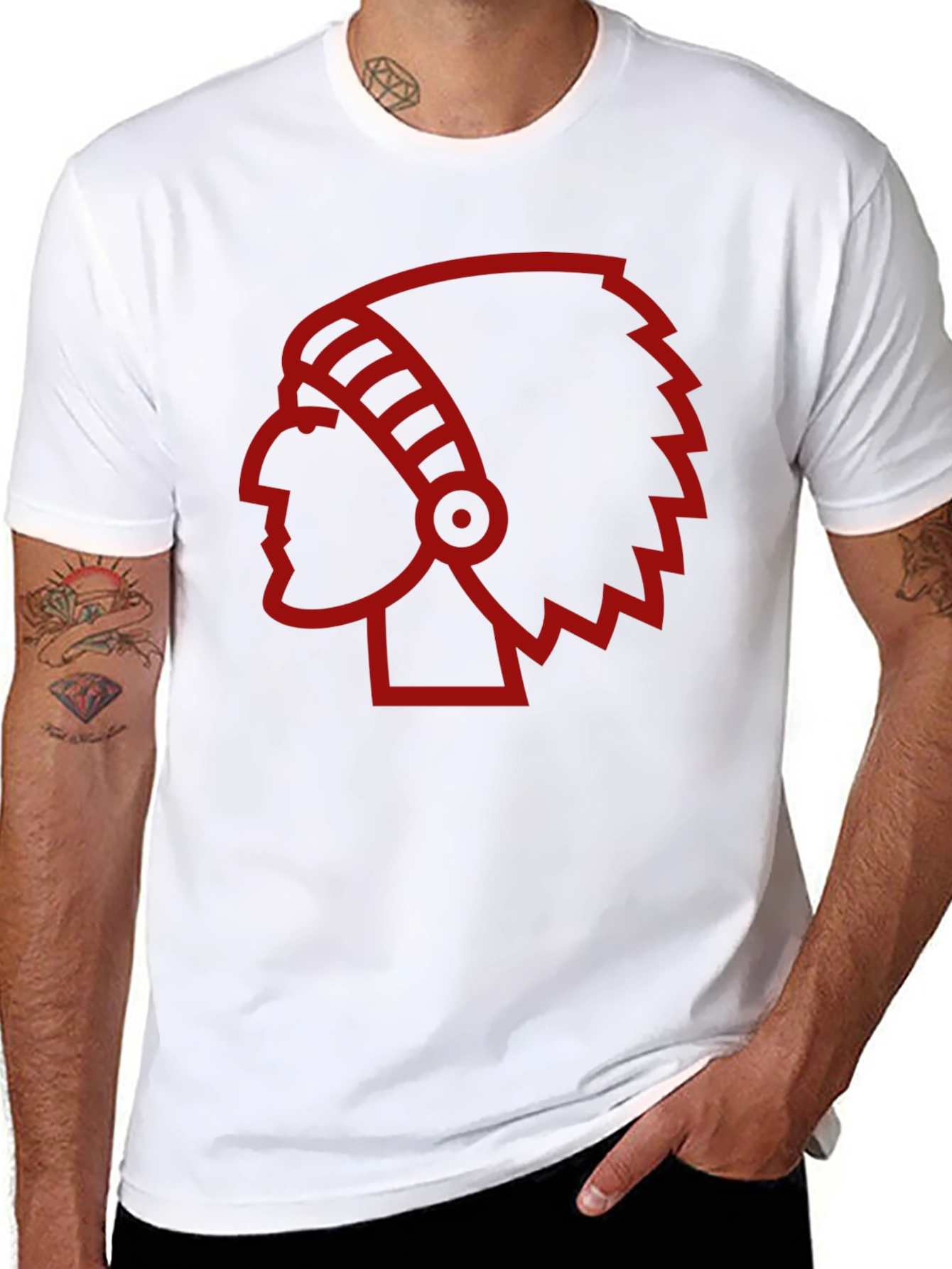 Red Indian Chief Head T-Shirt