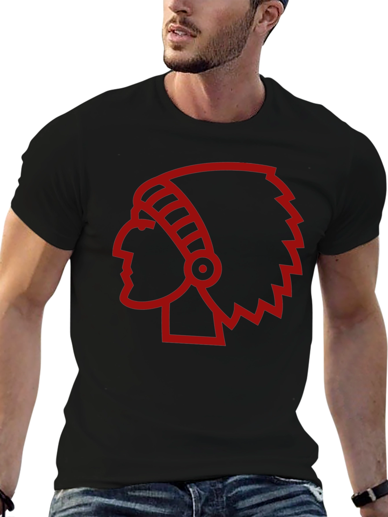Red Indian Chief Head T-Shirt