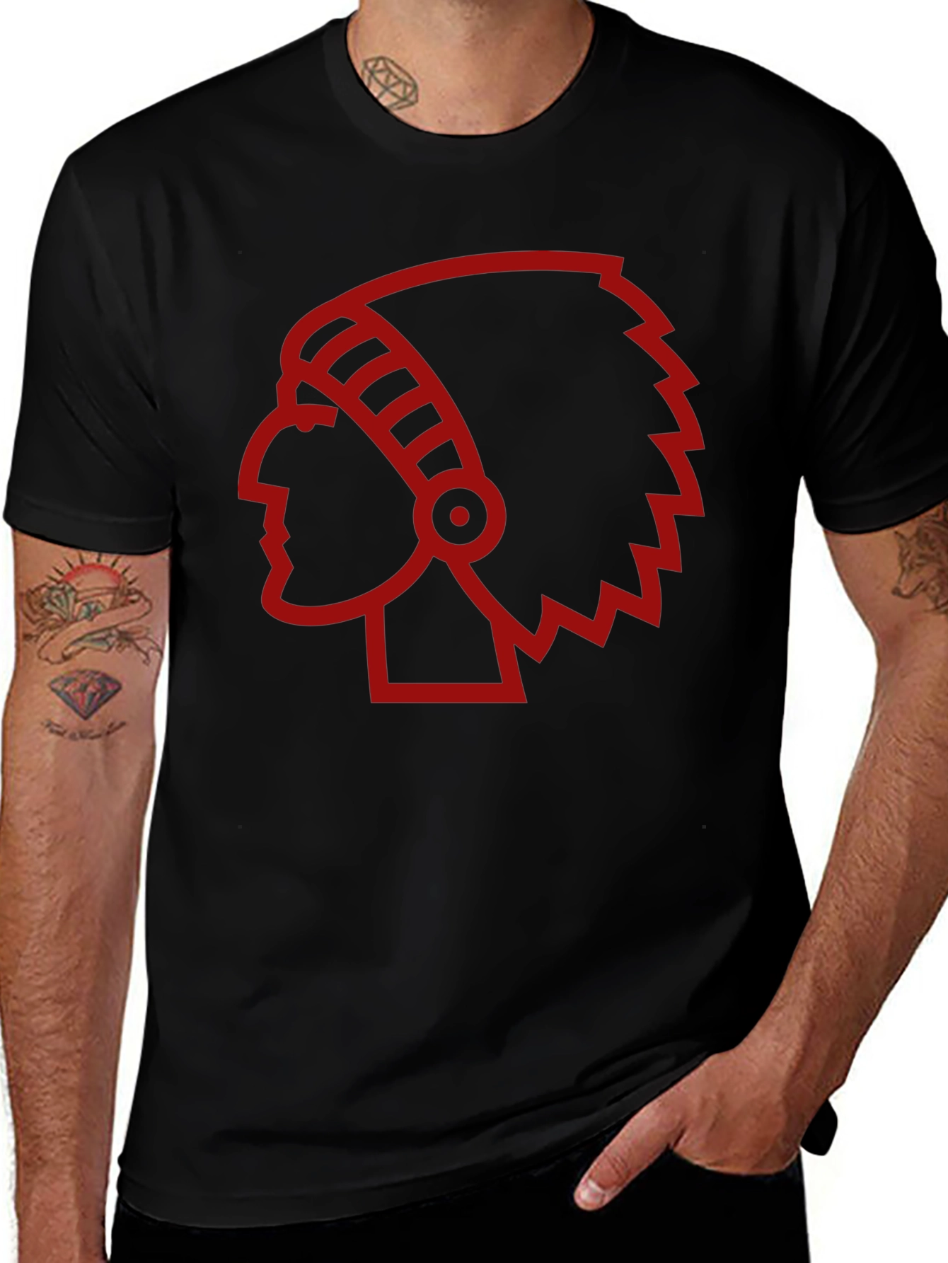 Red Indian Chief Head T-Shirt