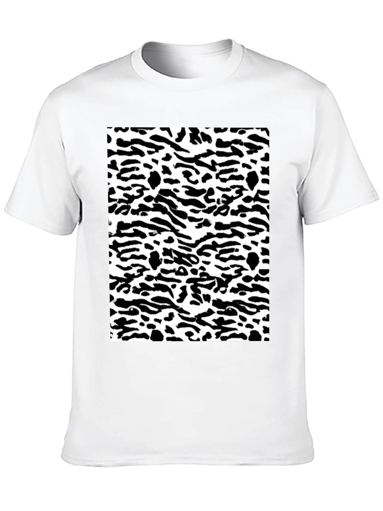 Black Tee with Abstract Animal Print