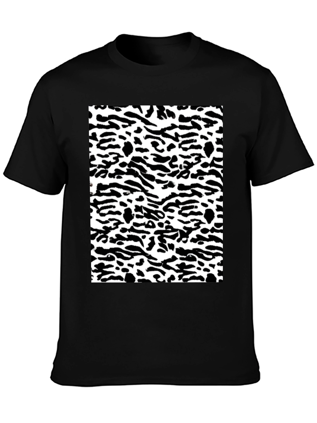 Black Tee with Abstract Animal Print