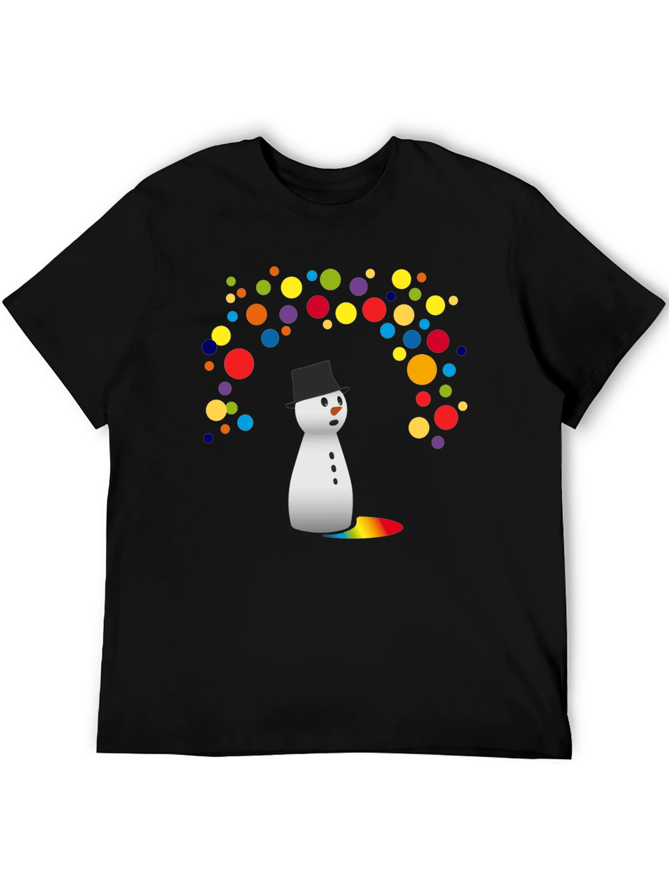 Snowman Rainbow Tears Graphic Tee - Black Cotton Blend