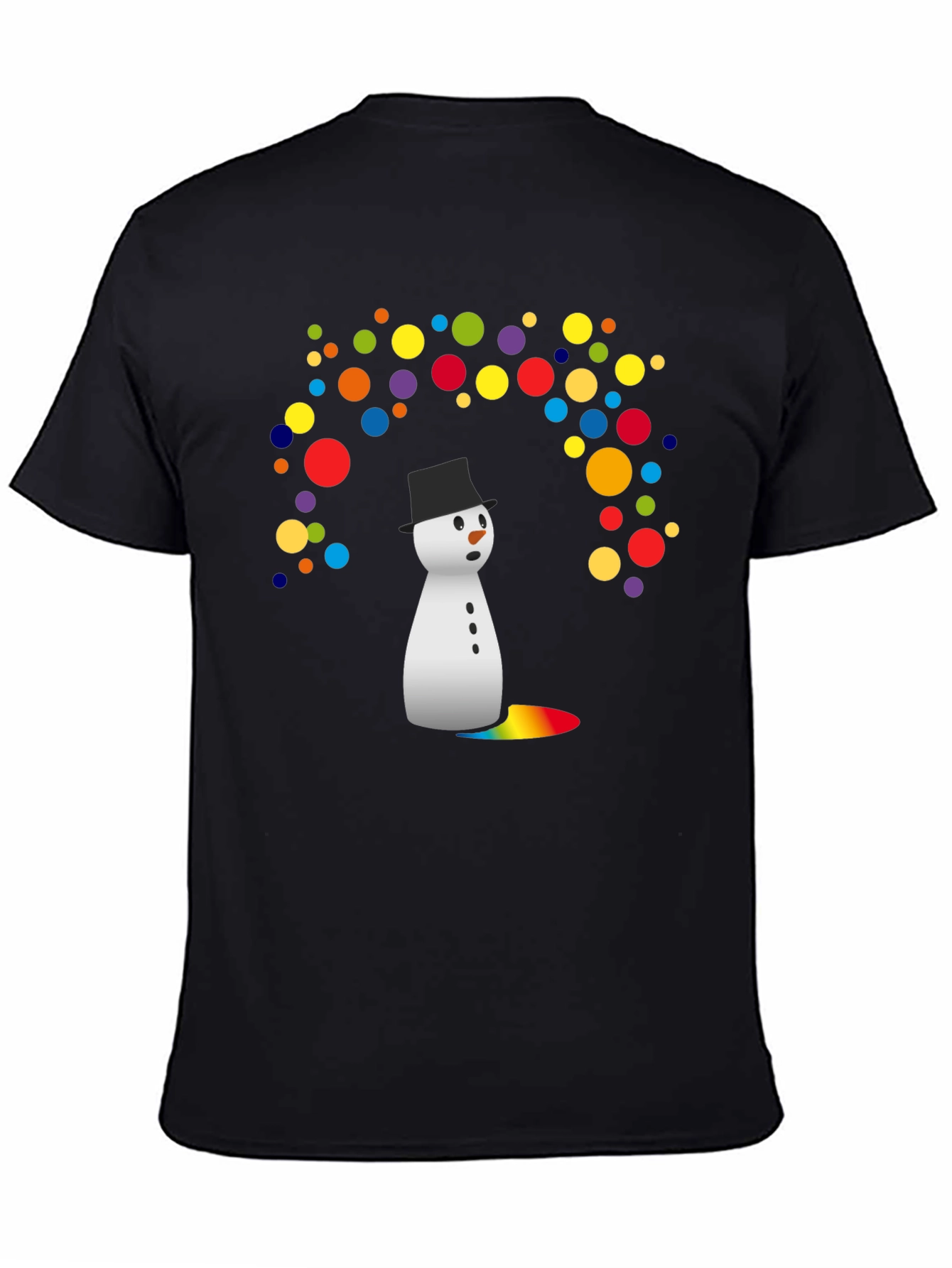 Snowman Rainbow Tears Graphic Tee - Black Cotton Blend