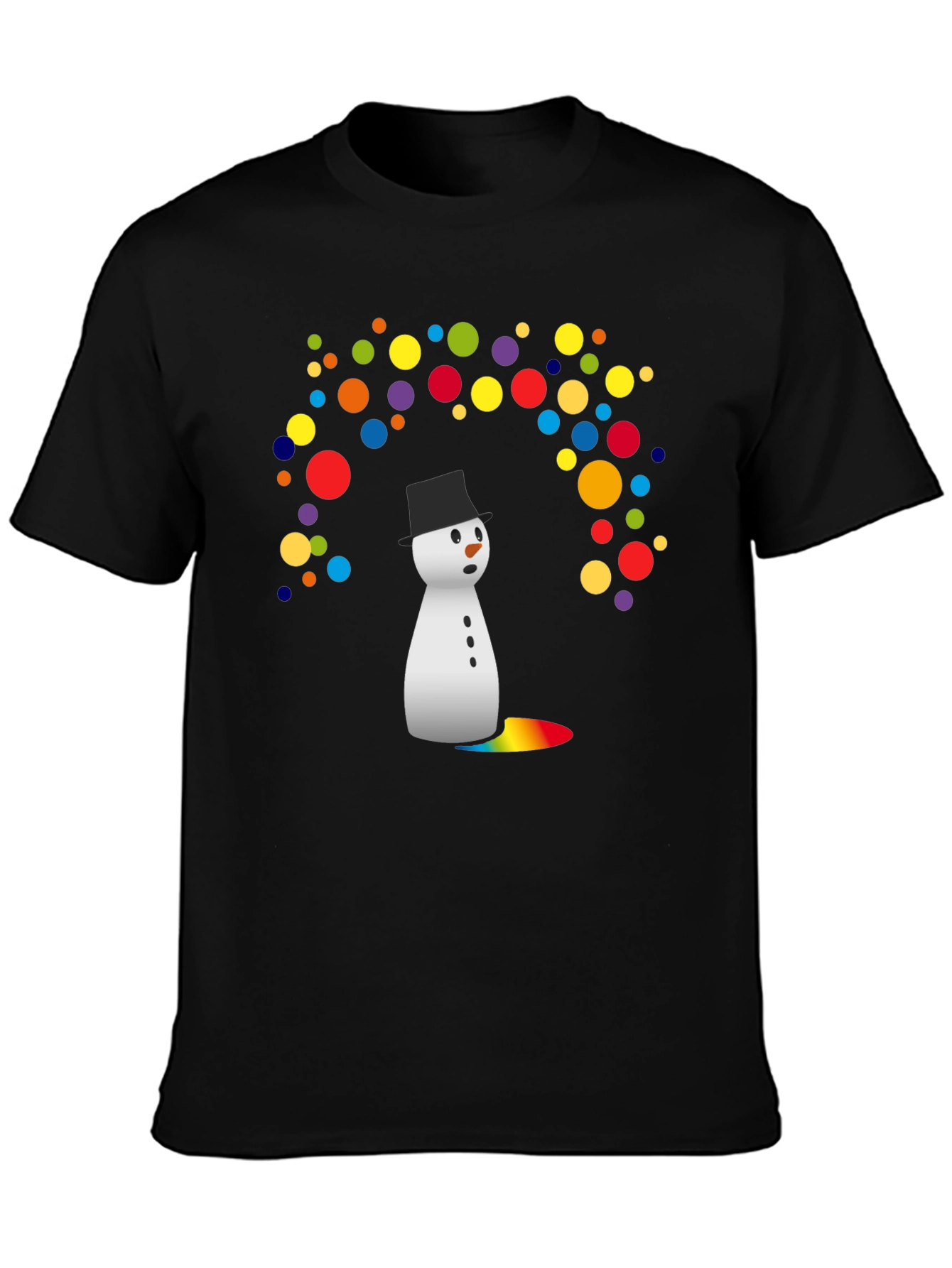 Snowman Rainbow Tears Graphic Tee - Black Cotton Blend