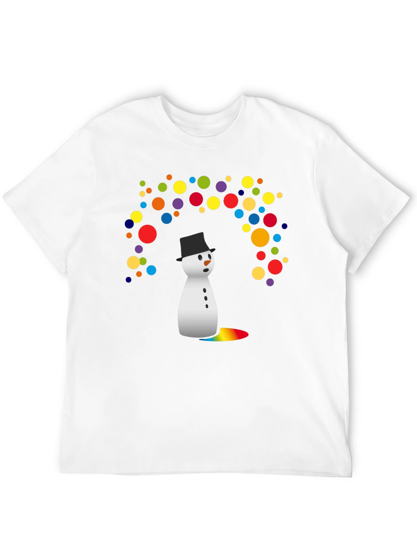 Snowman Rainbow Tears Graphic Tee - Black Cotton Blend