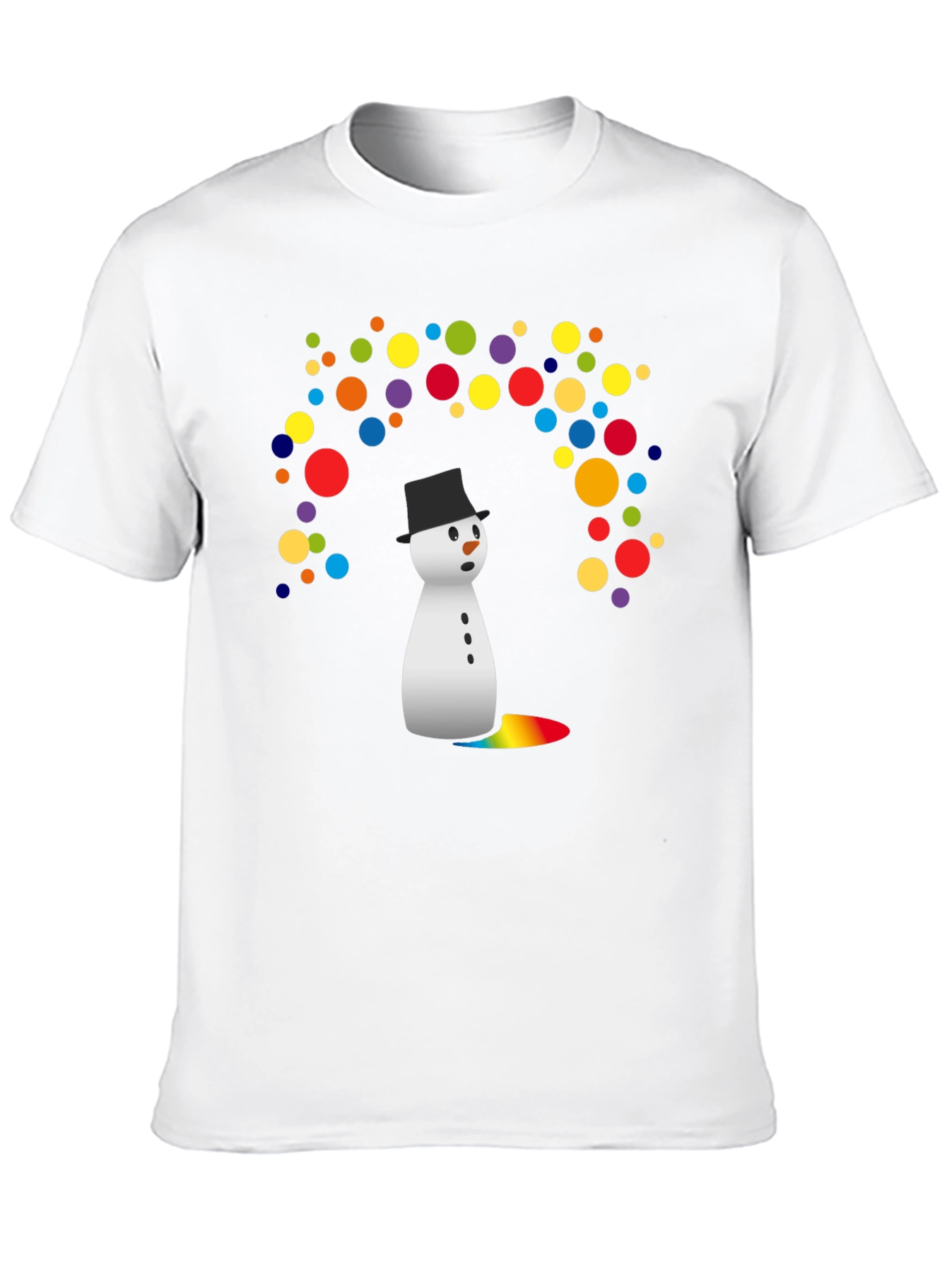 Snowman Rainbow Tears Graphic Tee - Black Cotton Blend