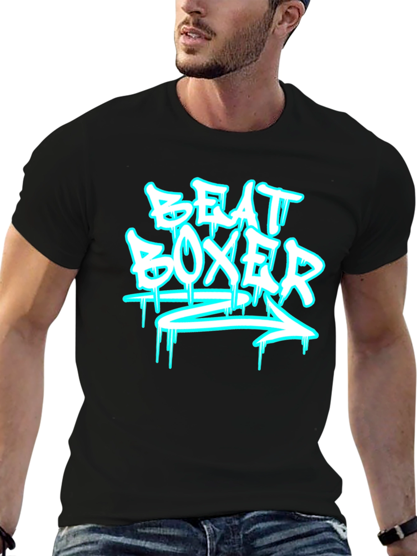 Beat Boxer Graphic Print Black T-Shirt